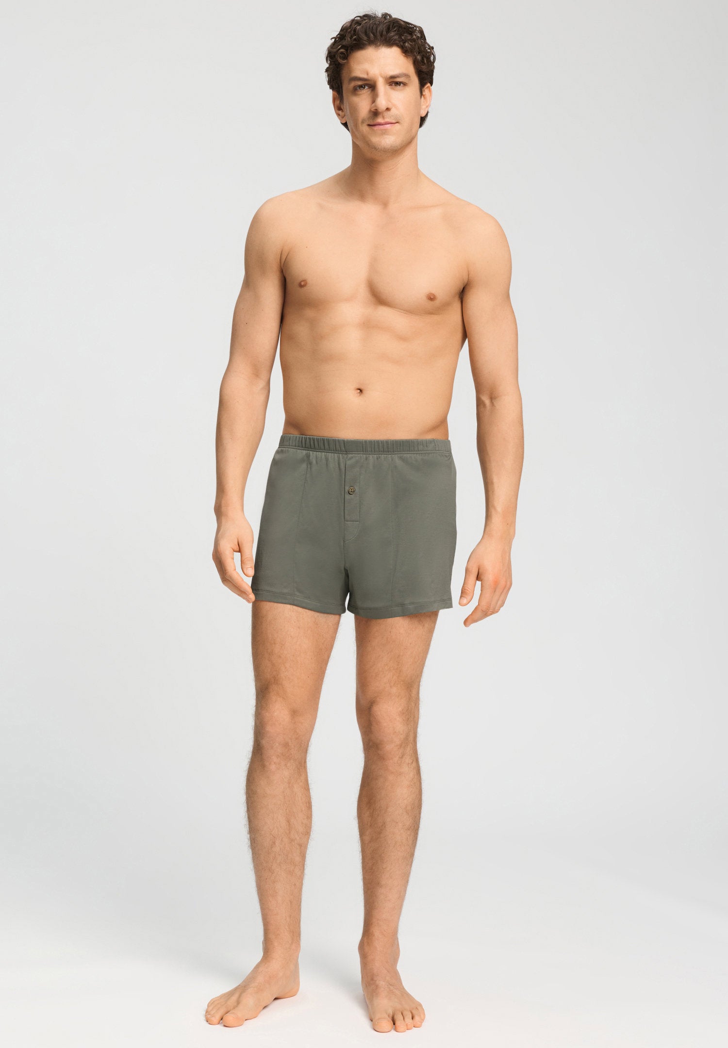 hanro-cotton-sporty-boxer-smokey-olive-herren-baumwolle image 5