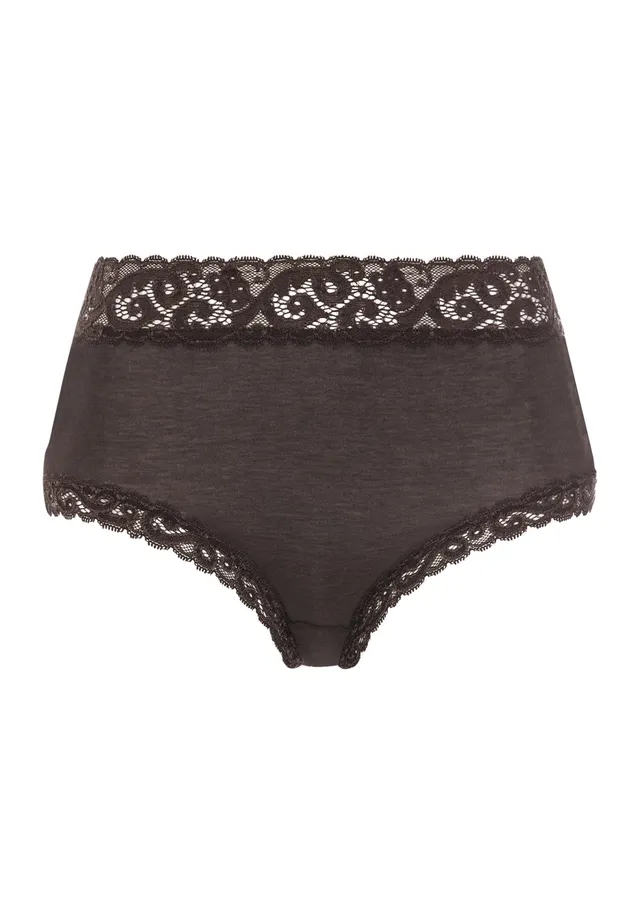 hanro-moments-maxi-slip-dark-mocha-baumwolle-spitze image 1