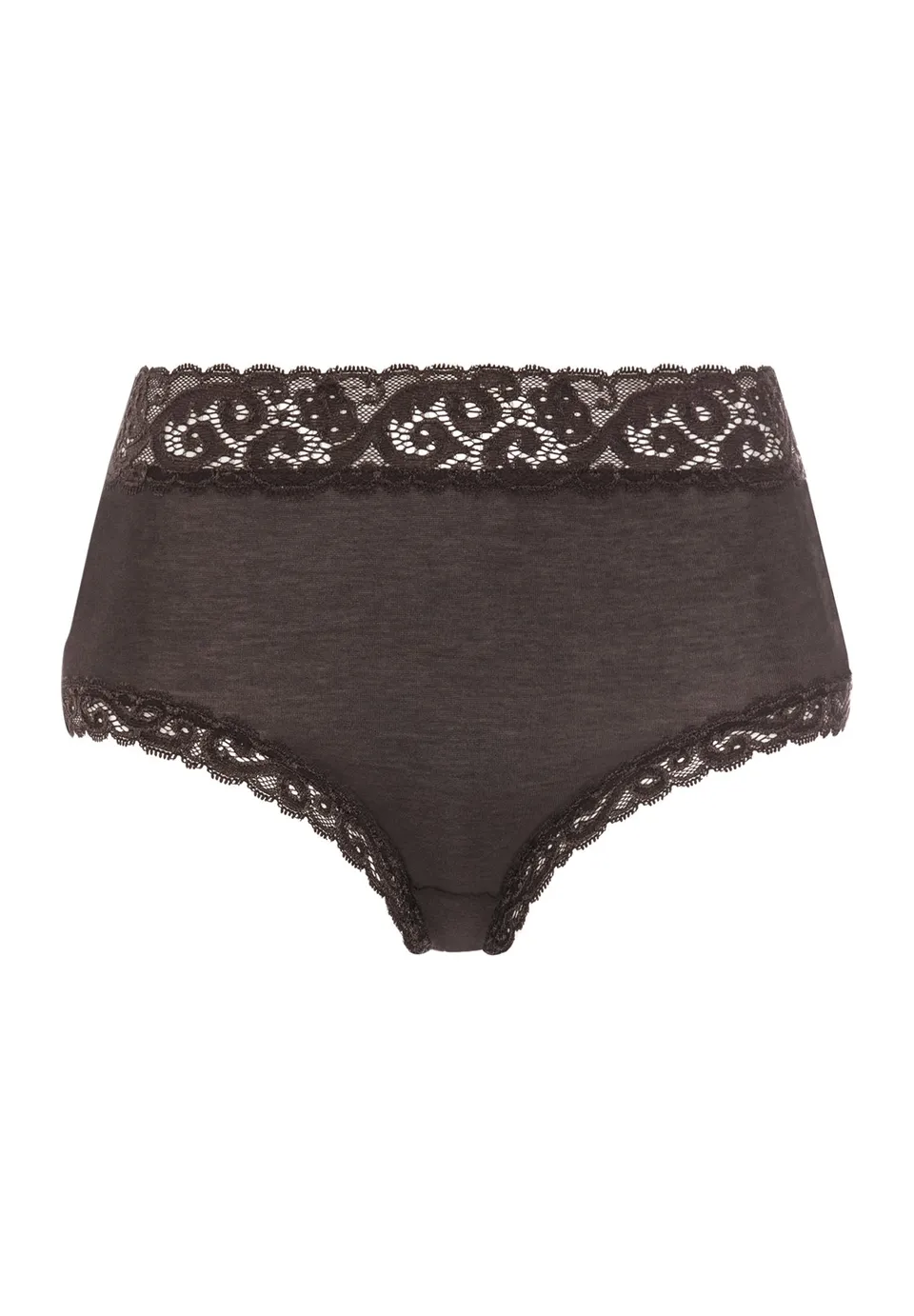hanro-moments-maxi-slip-dark-mocha-baumwolle-spitze image 1