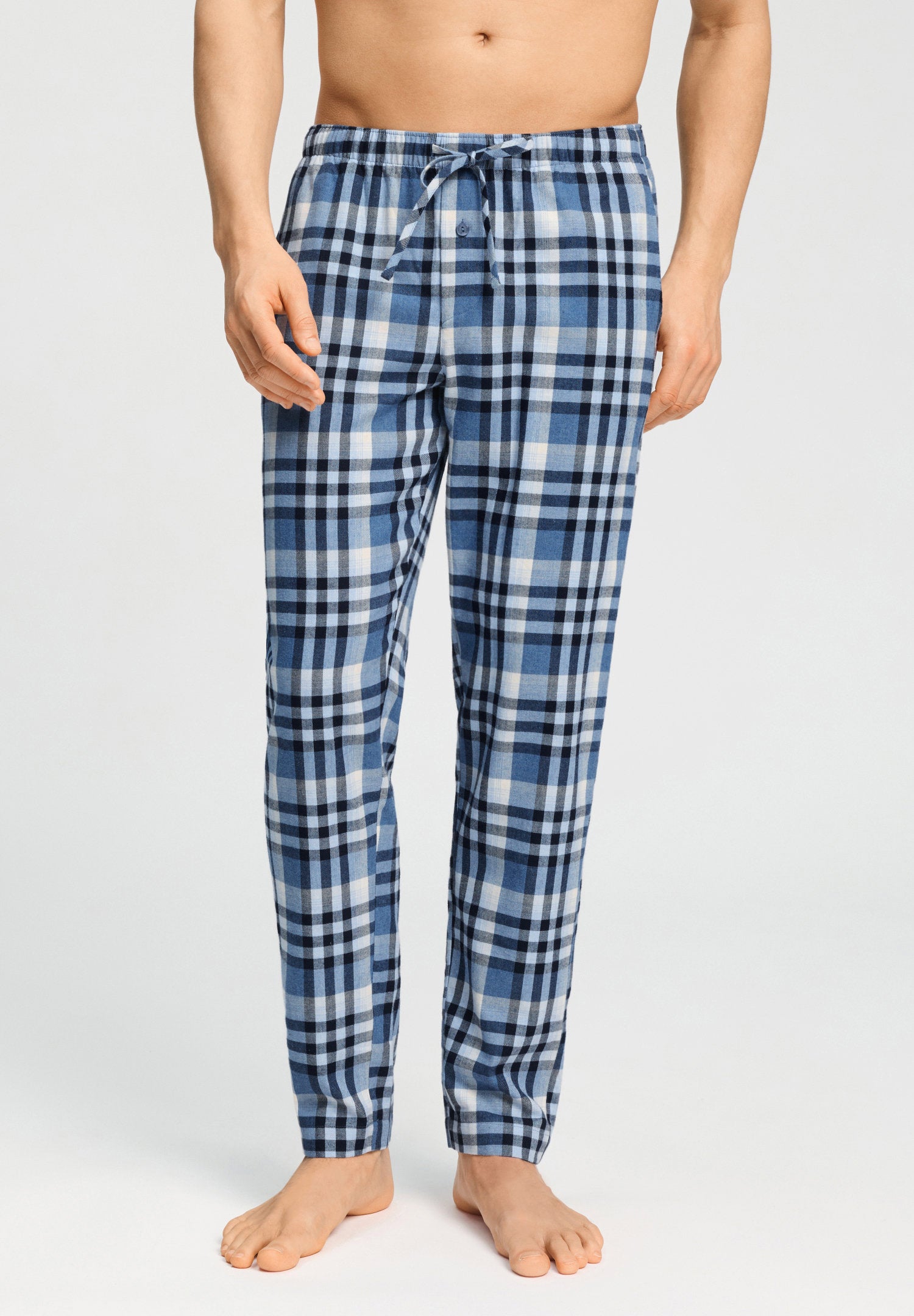 hanro-cozy-comfort-pyjamahose-pacific-squares-flanell image 2