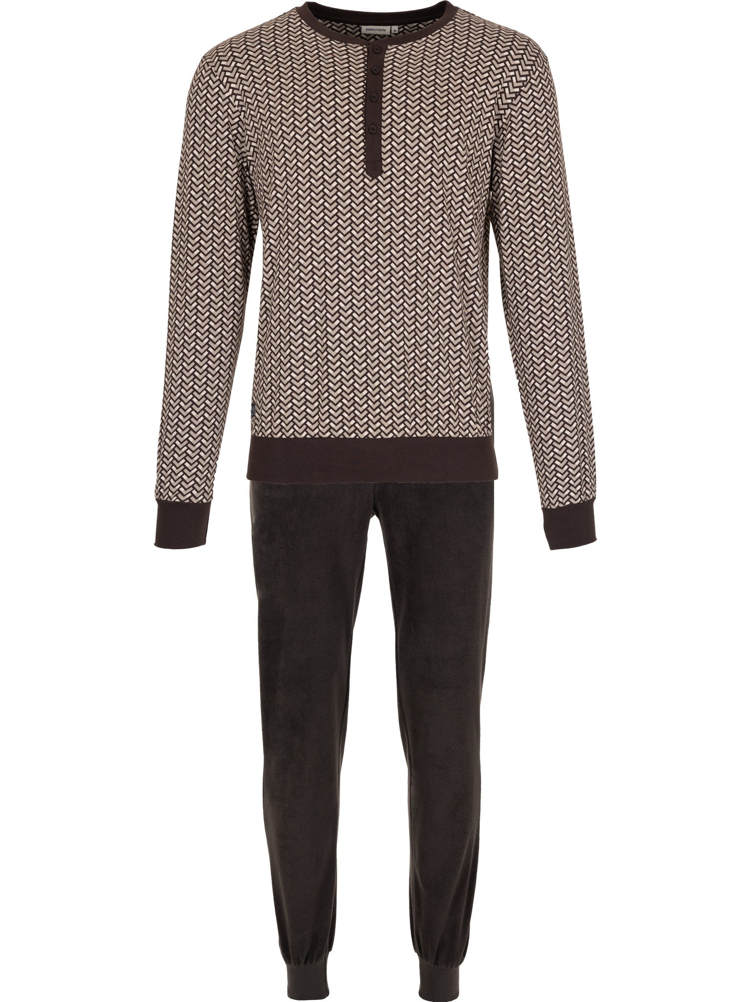 pastunette-urban-essence-pyjama-herren-braun-baumwolle image 1