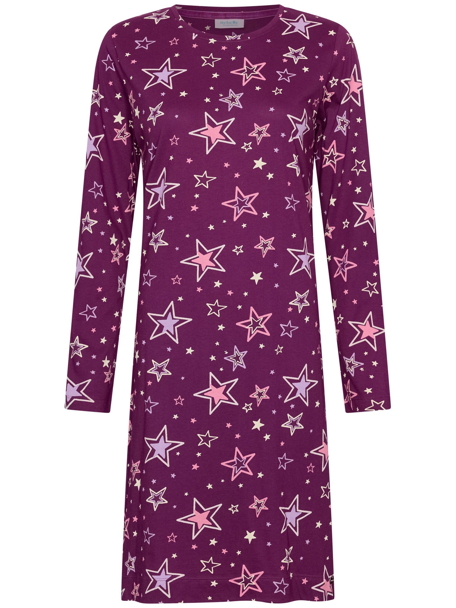 myrebelle-starlight-magic-nachthemd-lila-sterne-baumwolle image 1