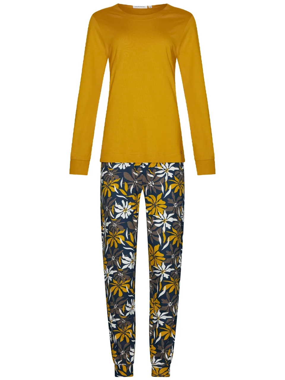 pastunette-moonlite-pyjama-ockerblau-blumen-baumwoll-modal image 1