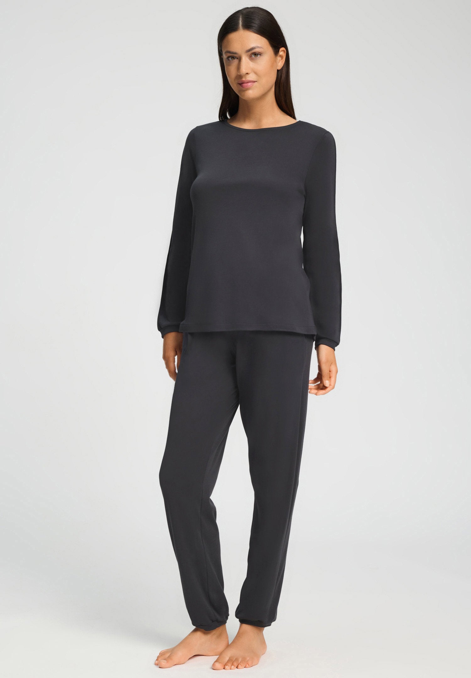 hanro-franca-pyjama-lang-phantom-baumwolle-damen image 2