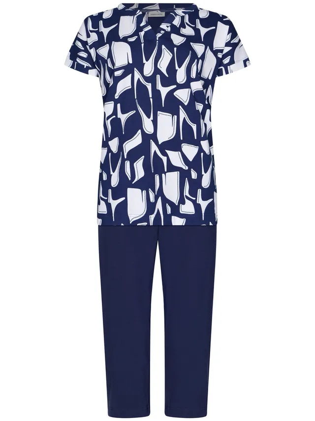 pastunette-midnight-mosaic-pyjama-damen-blau-stretch image 1