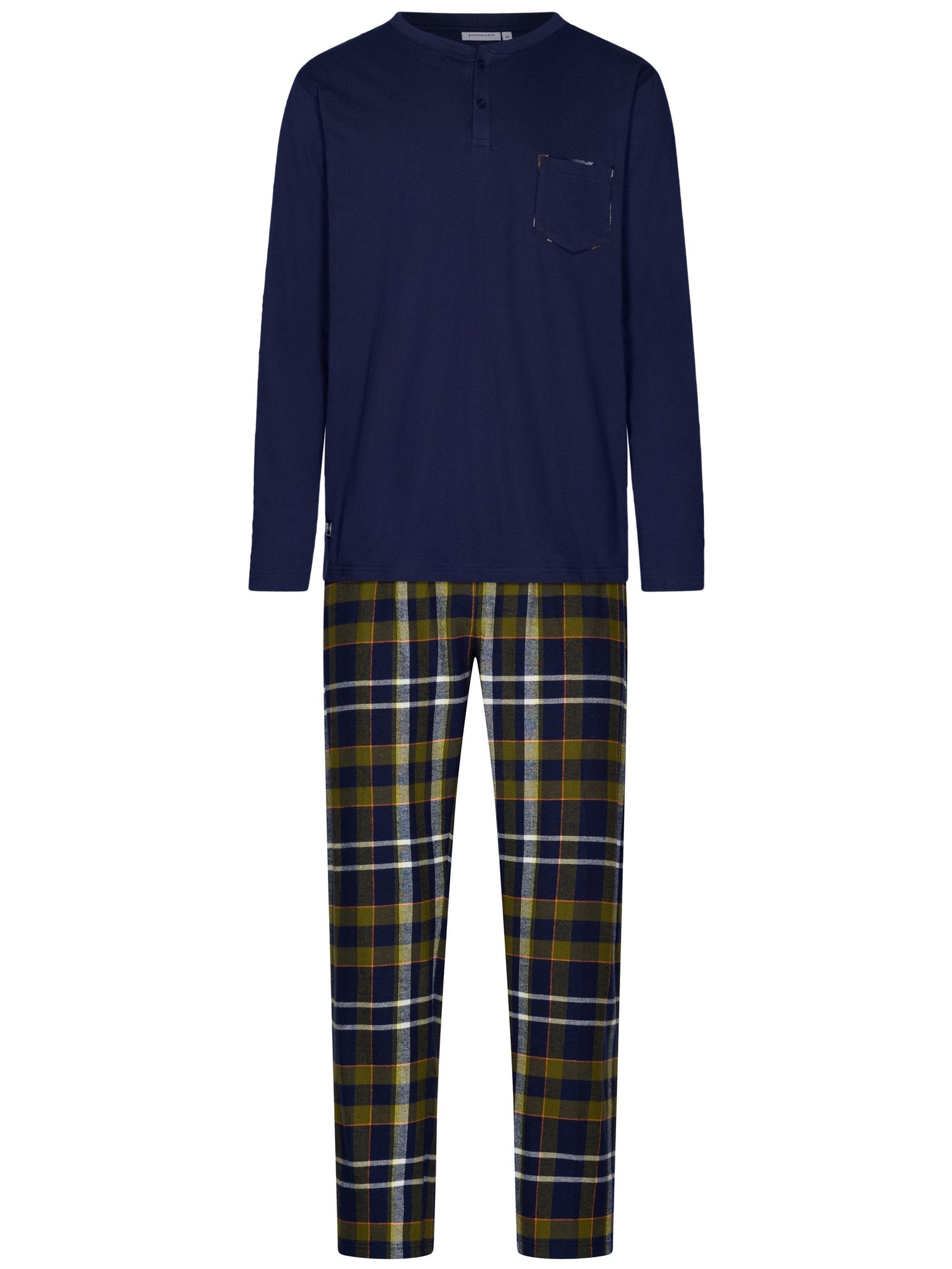 pastunette-adventure-pyjama-set-baumwolle-dunkelblau-kariert image 1