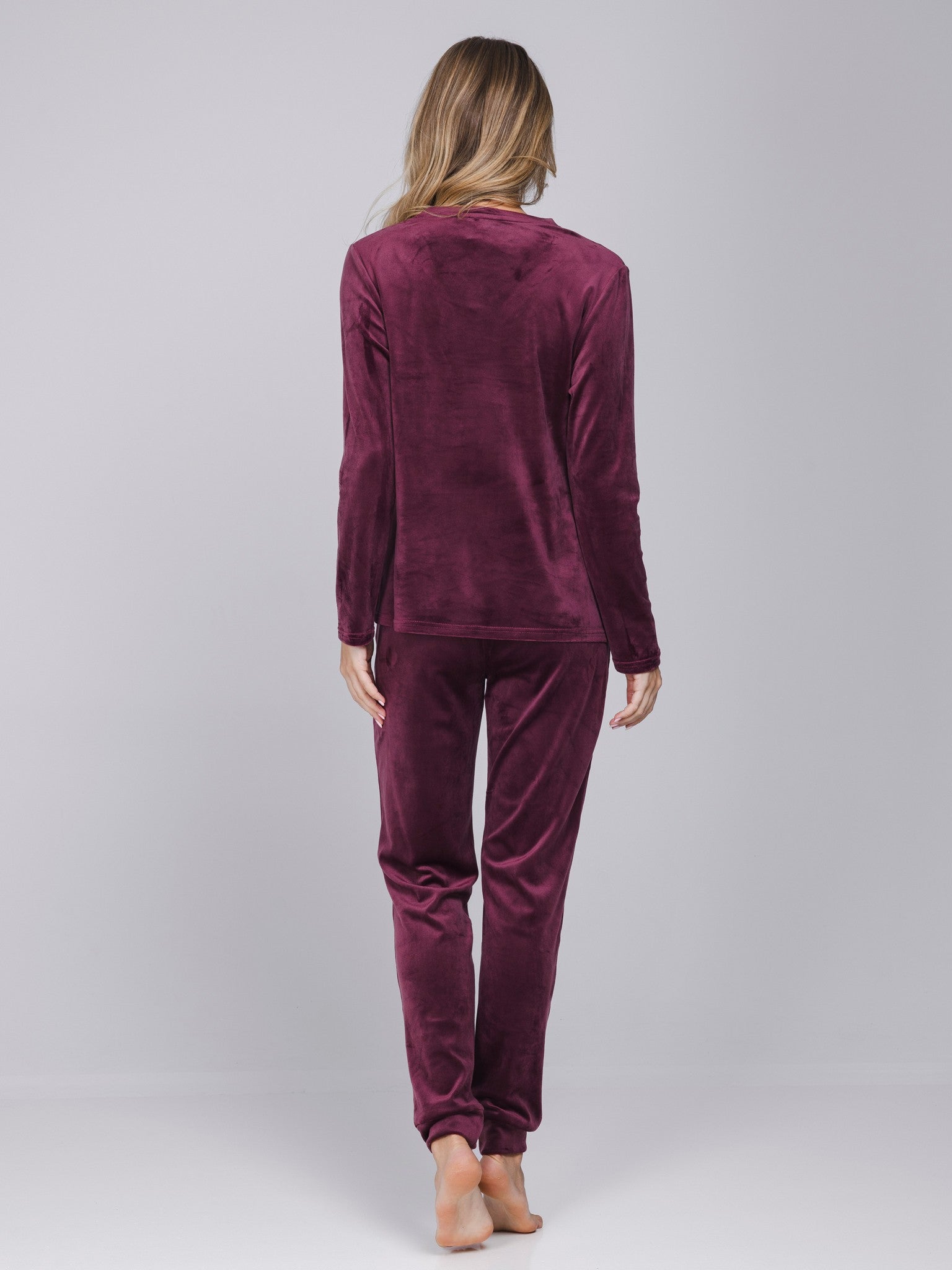 pastunette-premium-satin-wild-pyjama-bordeaux-velours-langarm image 3