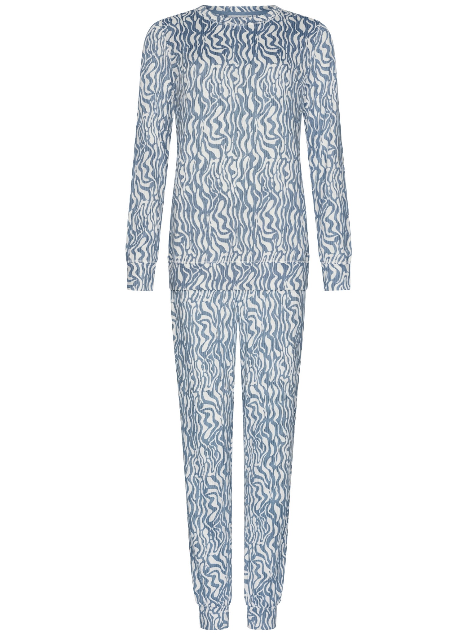 pastunette-blue-mirage-pyjama-fleece-blau-mit-wei-em-muster image 1