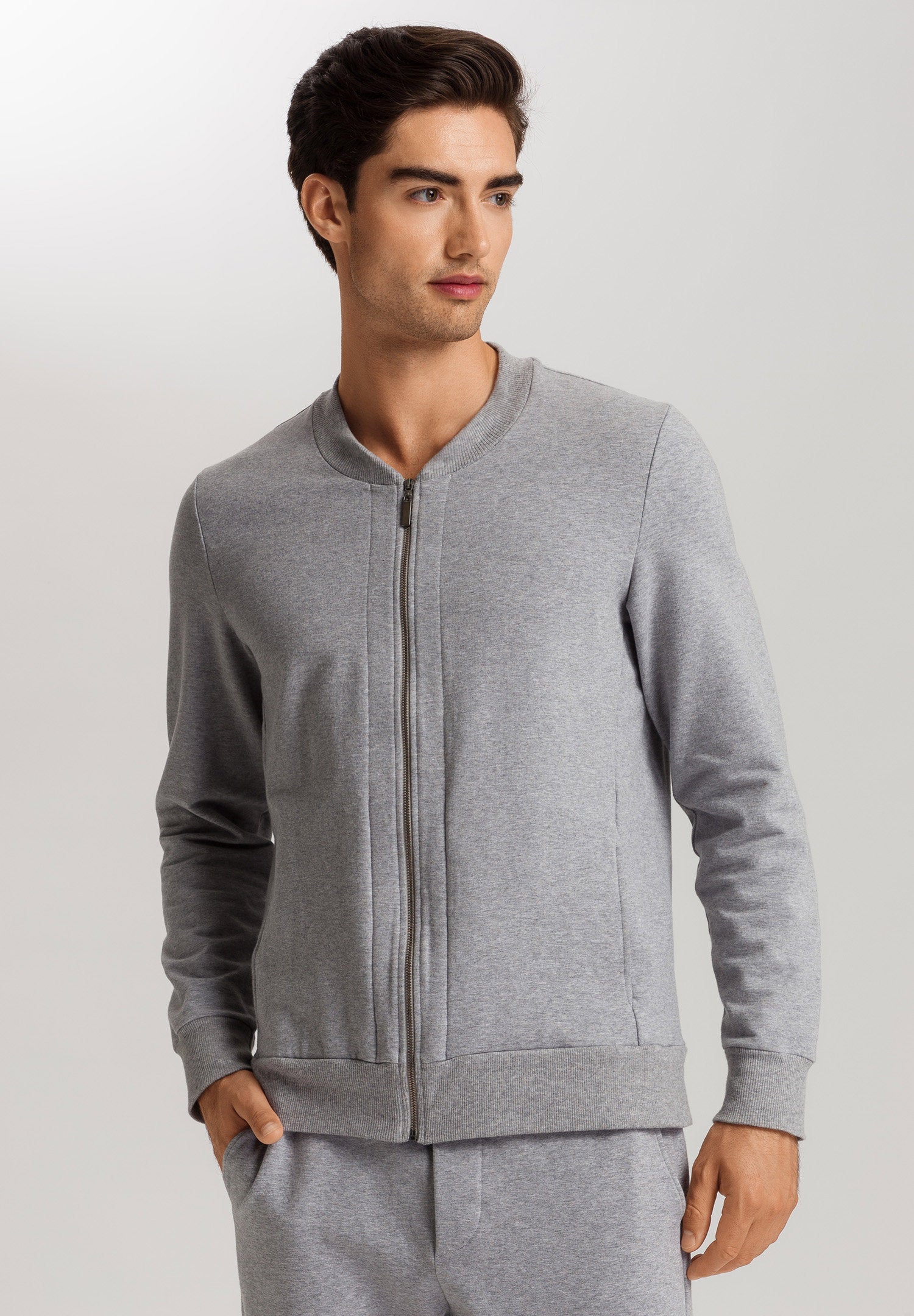 hanro-natural-living-cardigan-075774-grey-melange-bio image 2