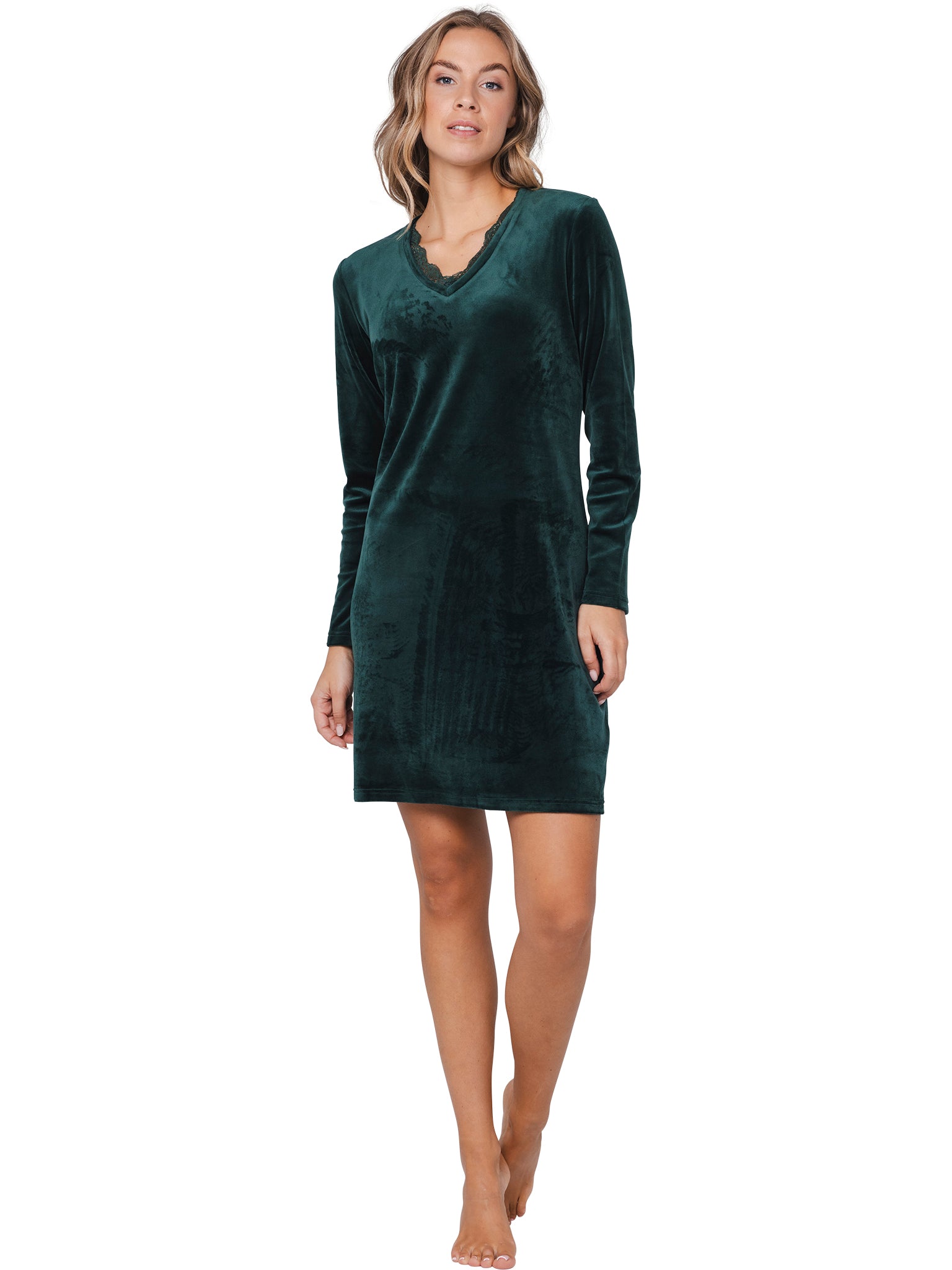 pastunette-premium-emerald-nachthemd-gr-n-velours-spitze image 2