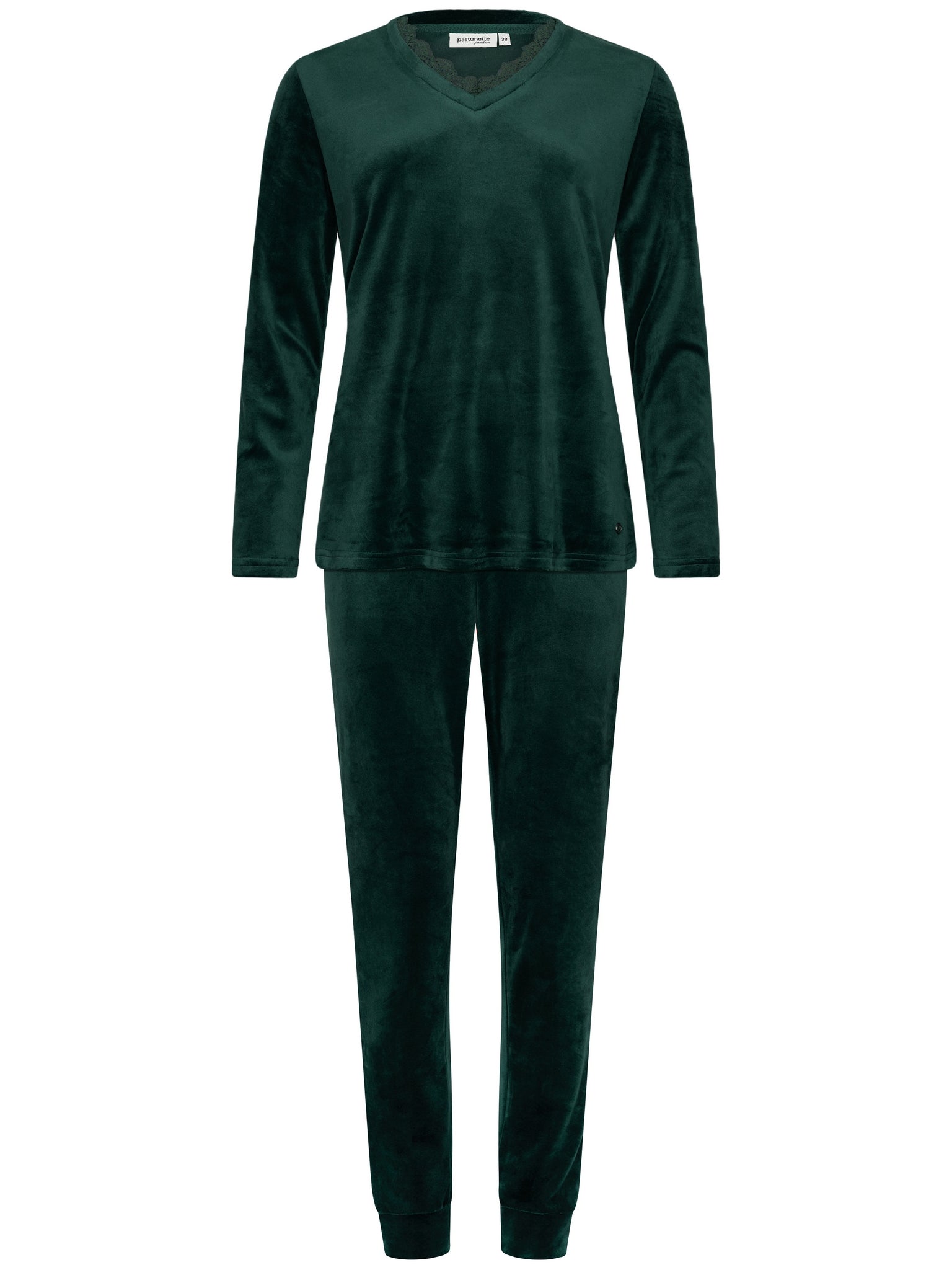 pastunette-premium-emerald-pyjama-gr-n-velours-langarm image 1