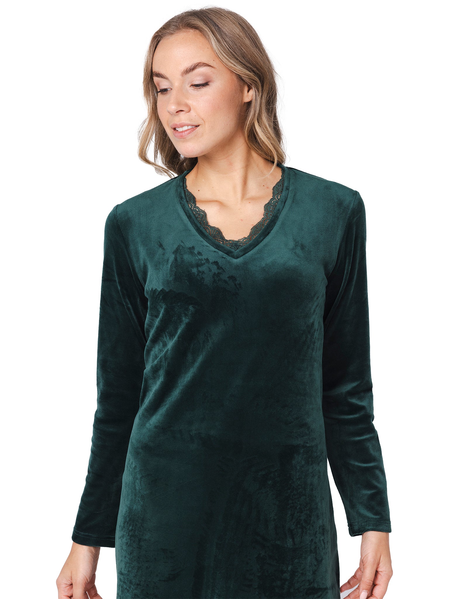 pastunette-premium-emerald-nachthemd-gr-n-velours-spitze image 4