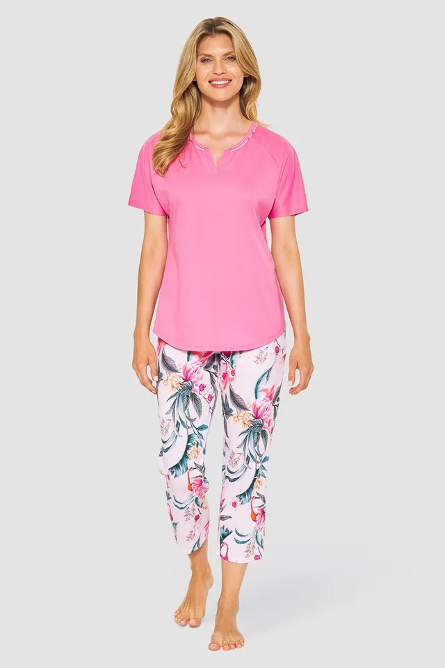 r-sch-be-happy-pyjama-kurzarm-pink-floral-hose image 1