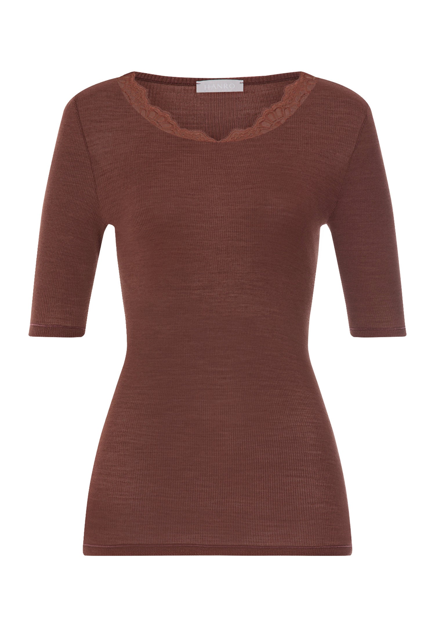 hanro-woolen-lace-070767-kurzarm-shirt-cinnamon-merino image 1