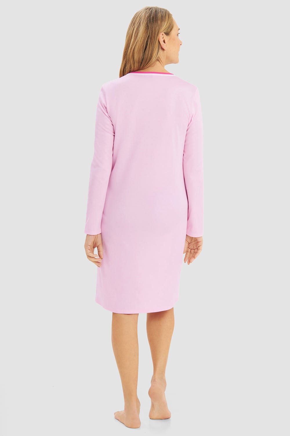 r-sch-be-happy-damen-nachthemd-knielang-rosa-baumwolle image 3