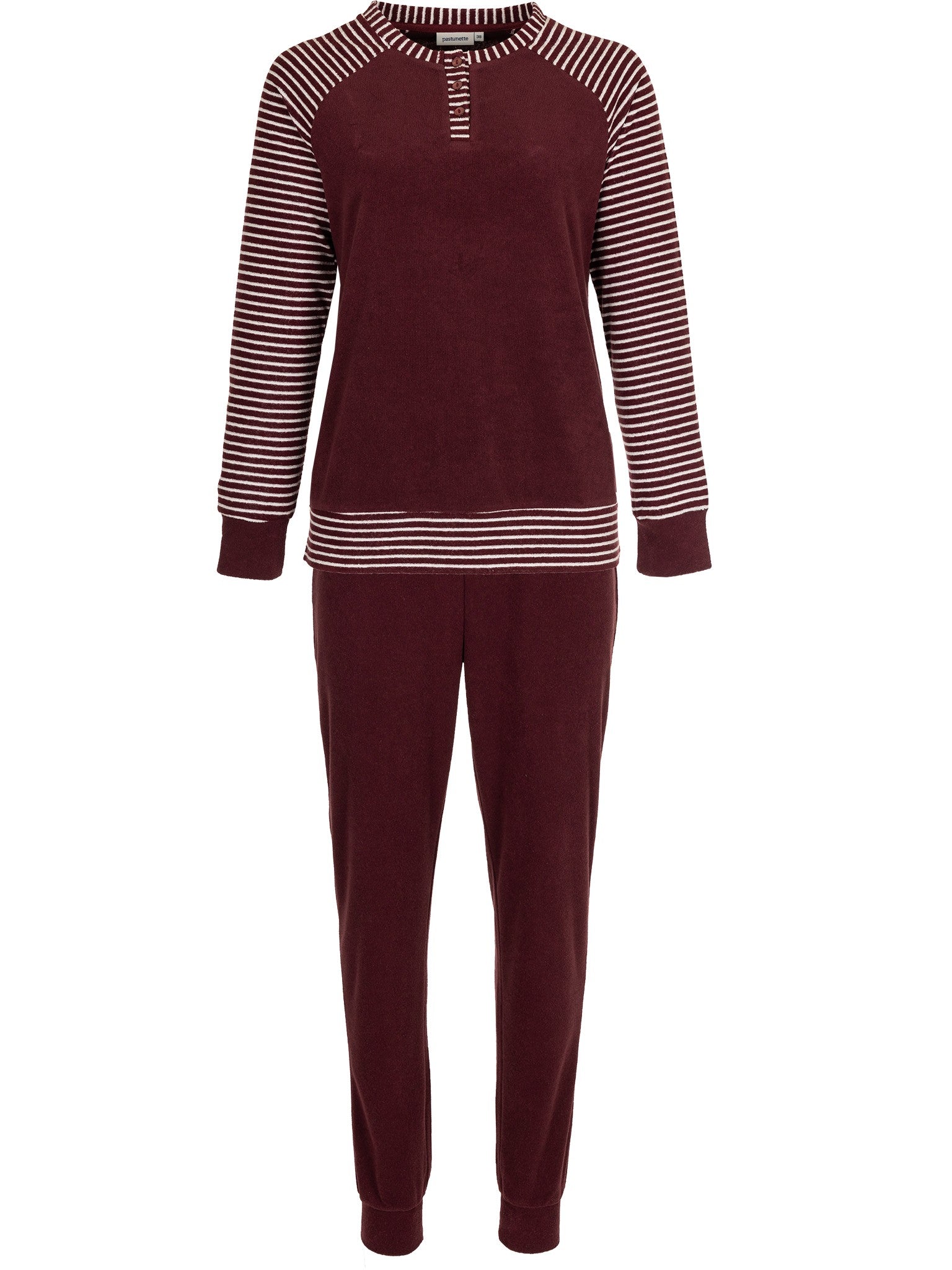 pastunette-noos-pyjama-bordeaux-rot-baumwolle-frottee image 1