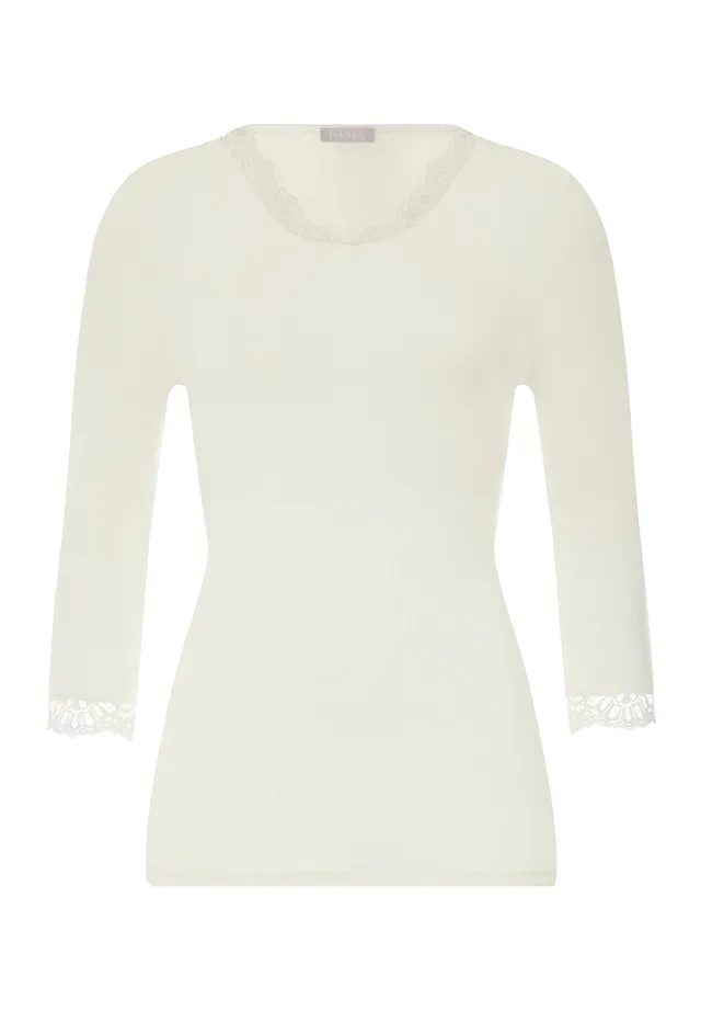hanro-woolen-lace-3-4-shirt-misty-white-wolle-seide image 1