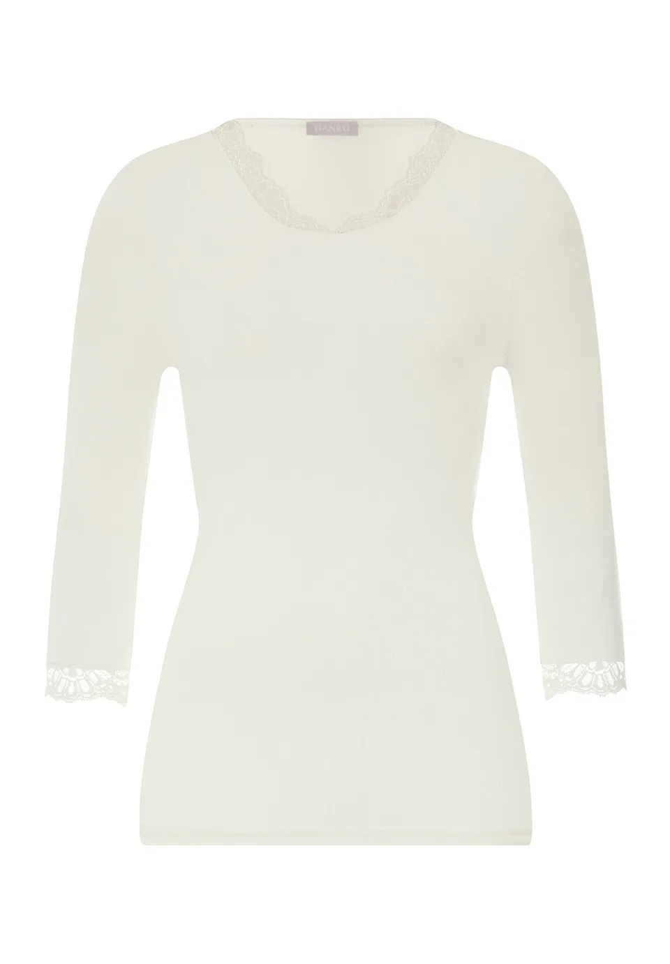 hanro-woolen-lace-3-4-shirt-misty-white-wolle-seide image 1