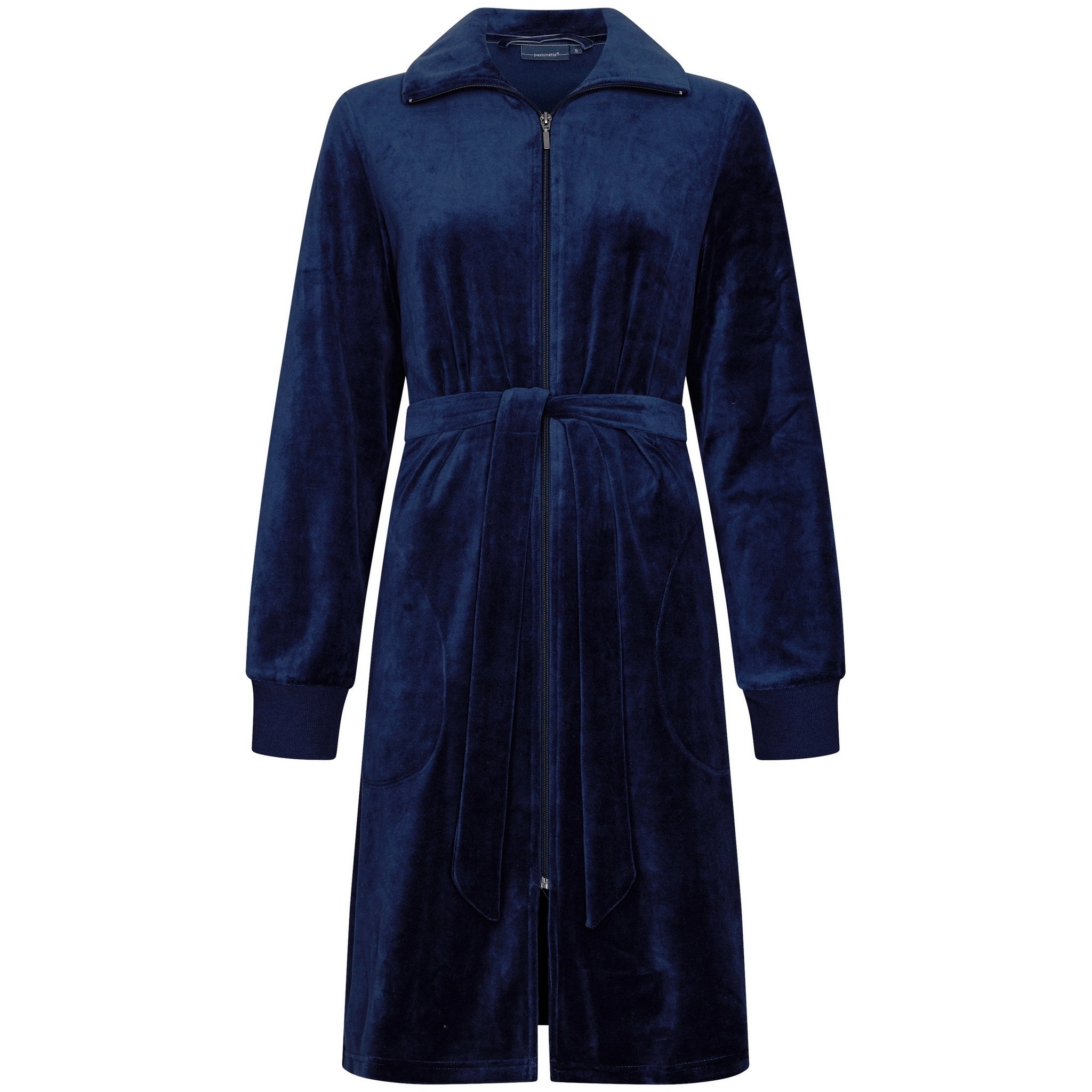 pastunette-flow-morgenmantel-damen-blau-velours-rei-verschluss image 1
