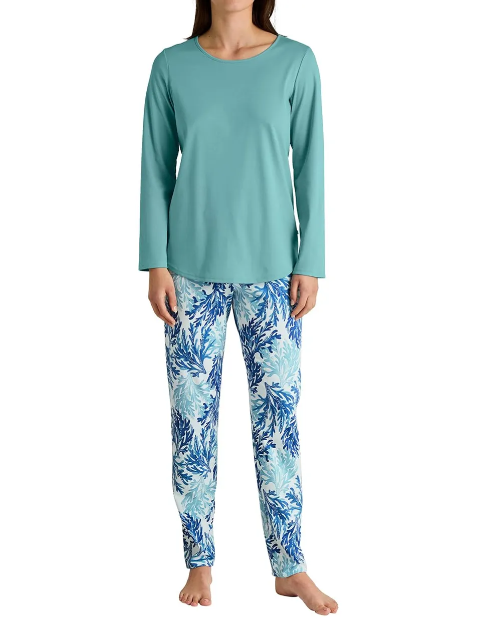 calida-favourites-dreams-pyjama-damen-lang-ice-green-baumwolle image 1