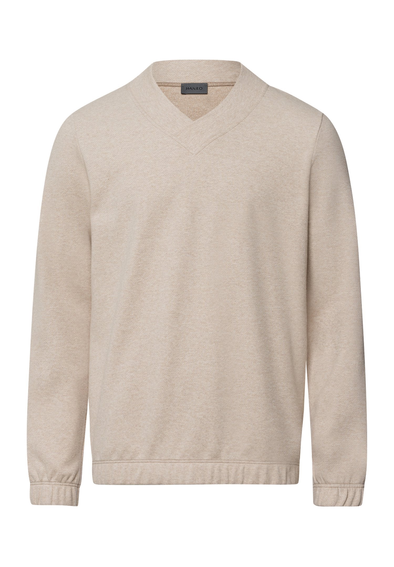 hanro-cozy-living-pullover-camel-melange-bio-baumwolle-herren image 1
