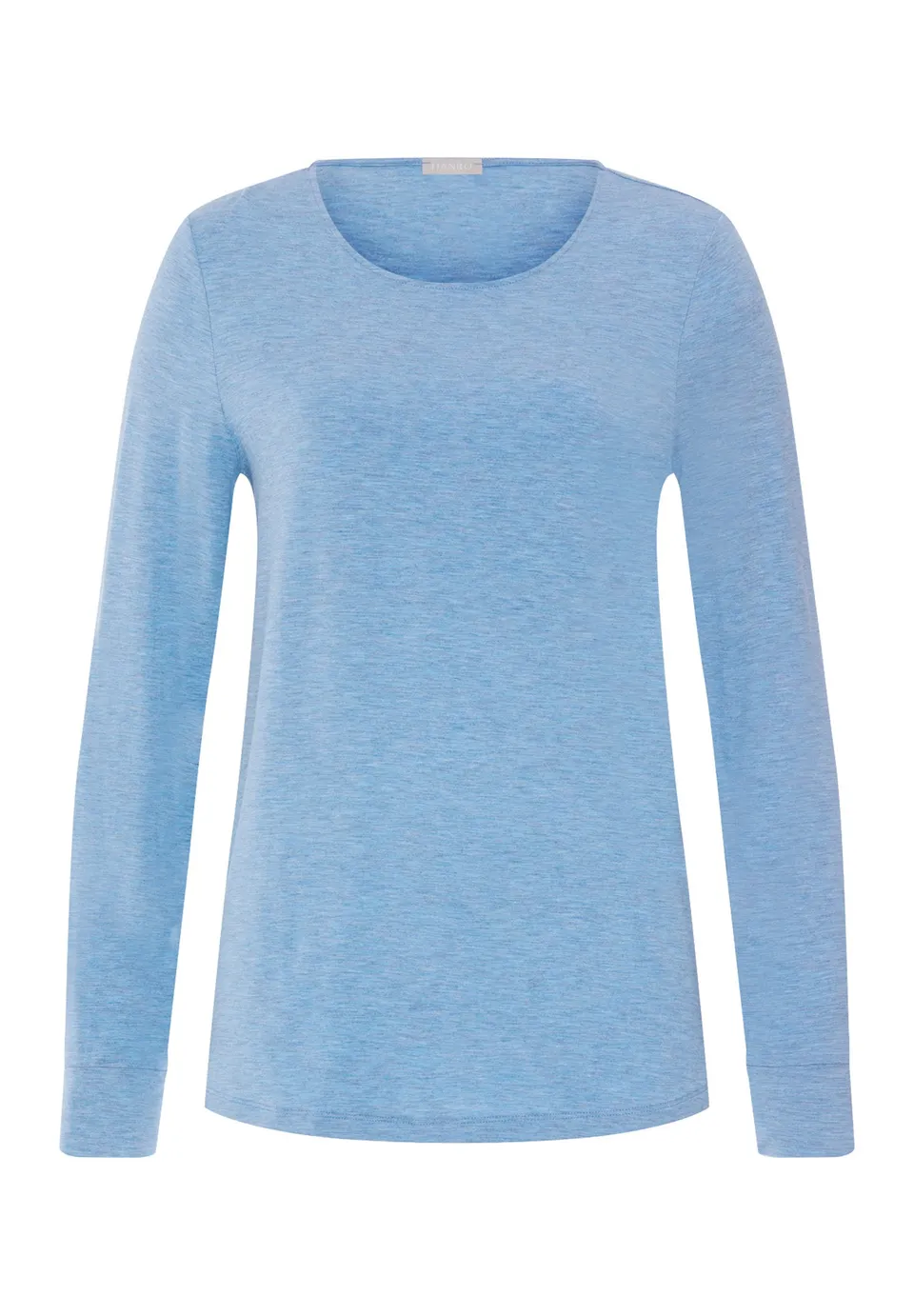 hanro-natural-elegance-langarmshirt-bluebird-melange-viskose image 1