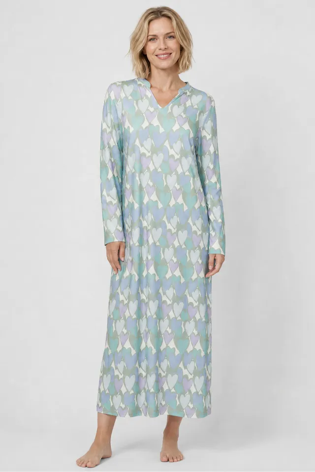 r-sch-be-happy-nachthemd-maxi-blau-herz-baumwolle-modal image 1