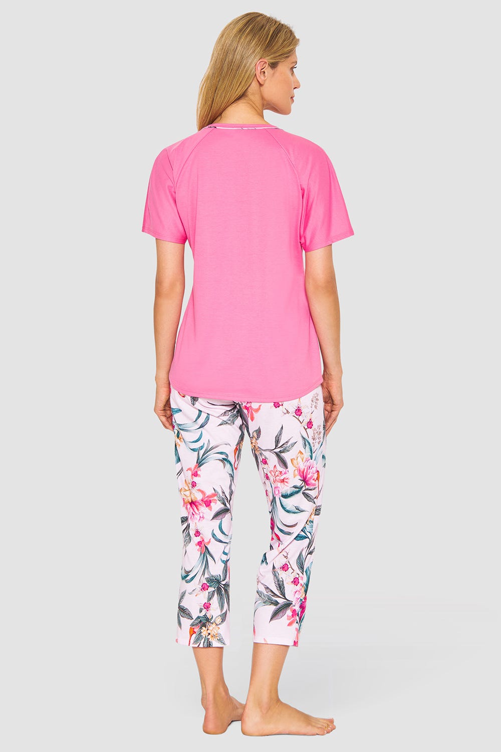 r-sch-be-happy-pyjama-kurzarm-pink-floral-hose image 3