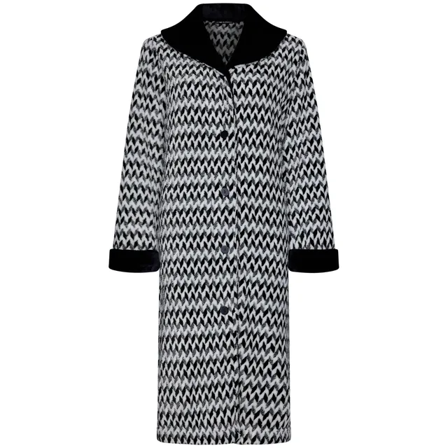 pastunette-premium-morgenmantel-schwarz-fleece-knopf image 1