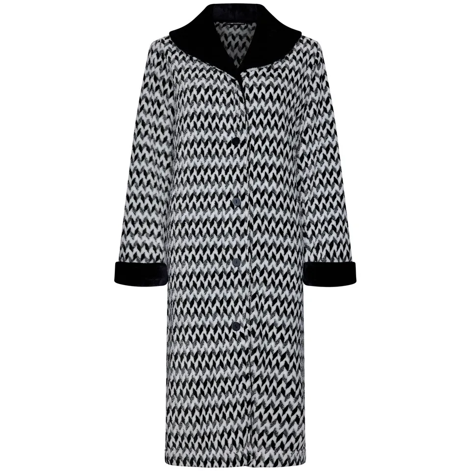 pastunette-premium-morgenmantel-schwarz-fleece-knopf image 1