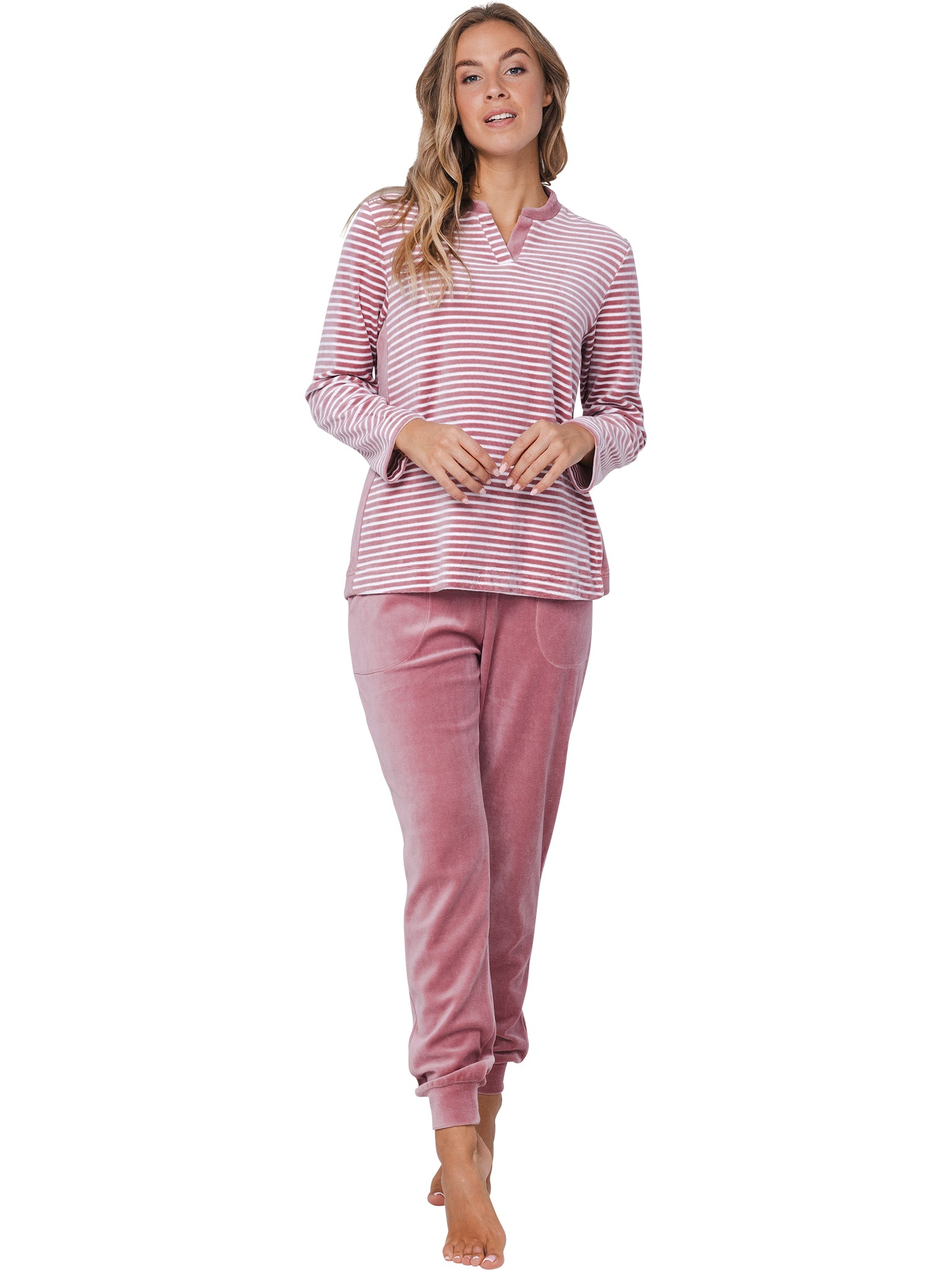 pastunette-rose-stream-pyjama-rosa-velours-streifen image 3