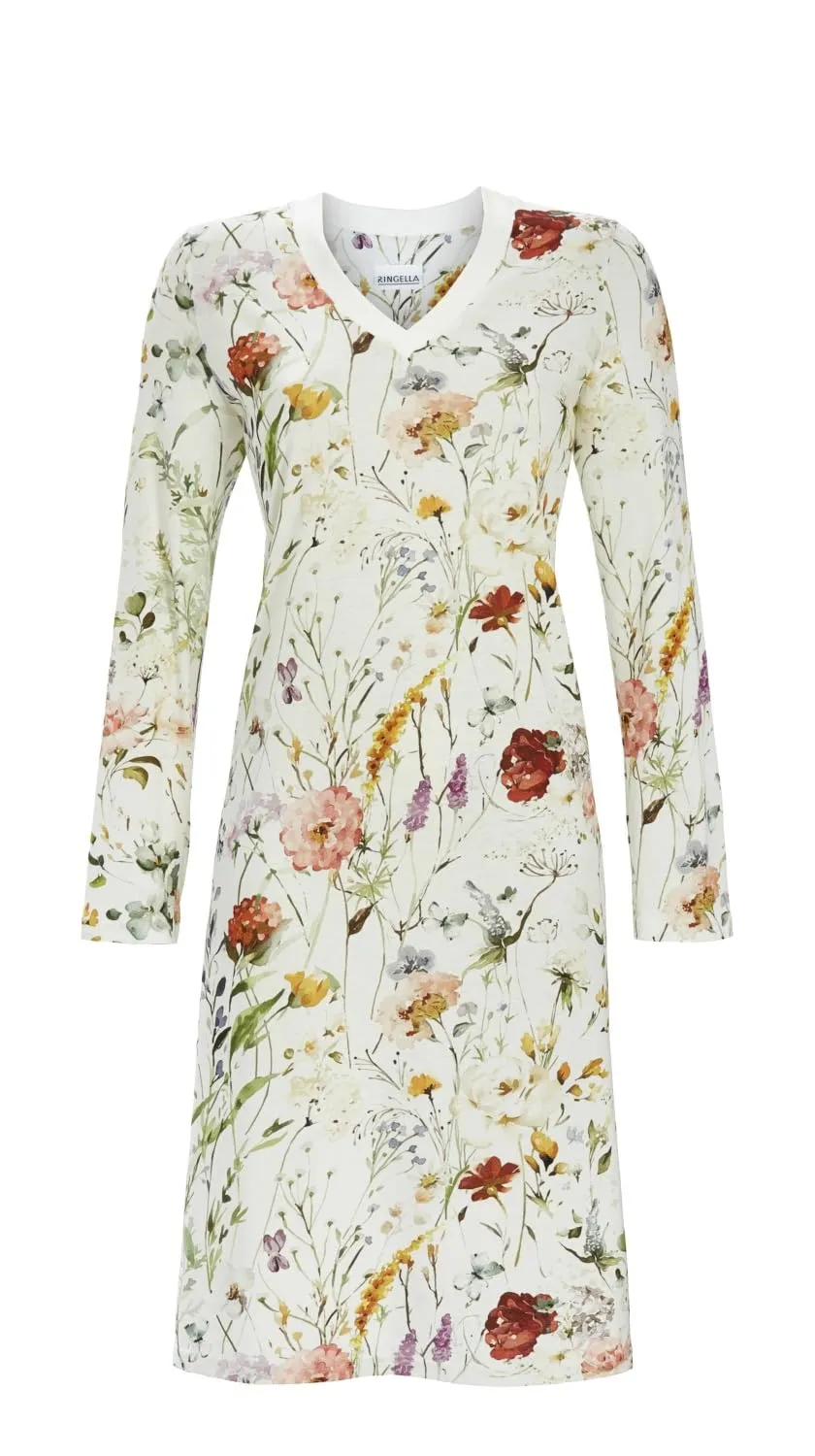 ringella-women-men-sleepshirt-langarm-modal-blumen-wadenlang image 1