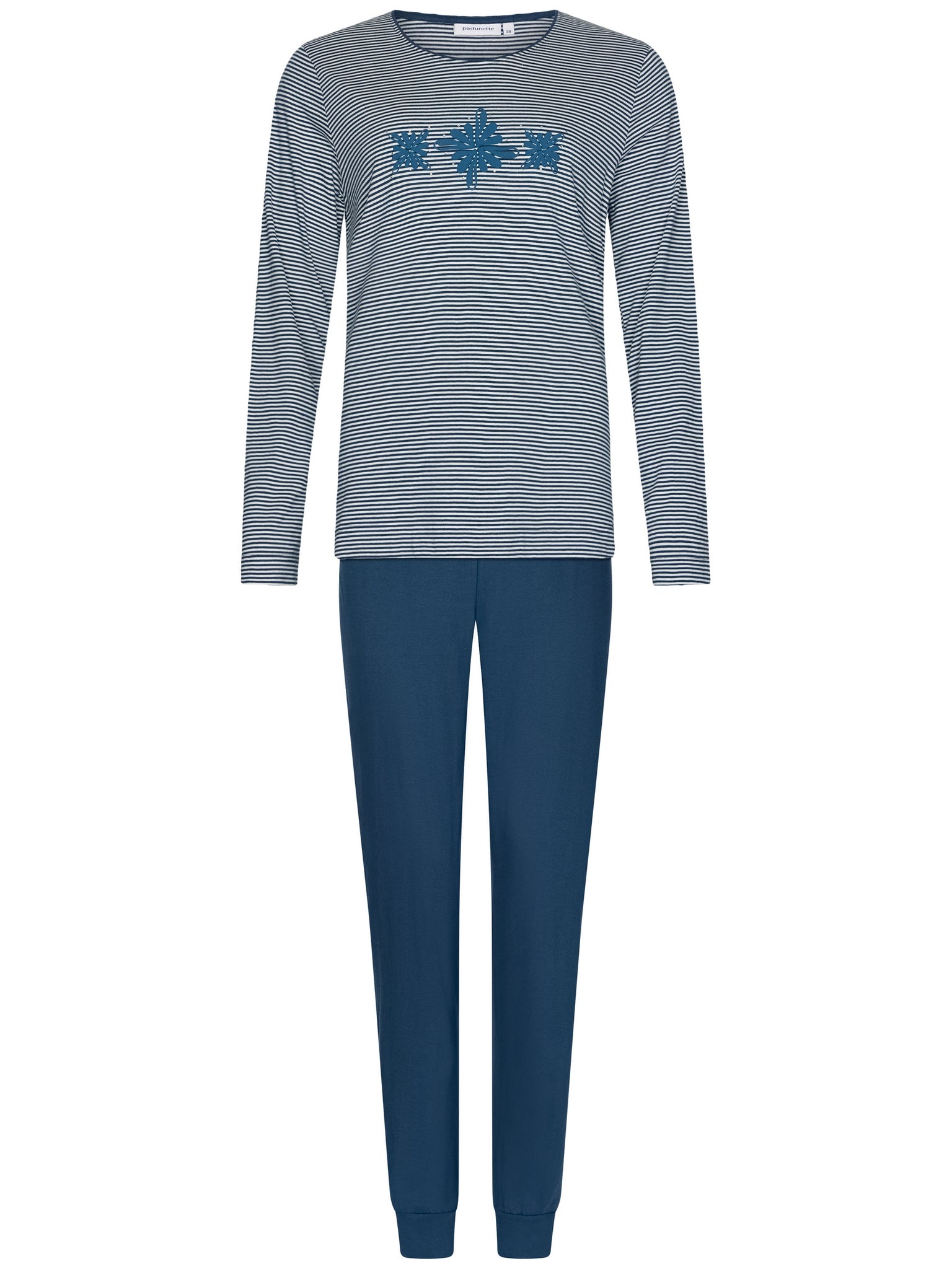 pastunette-blue-bloom-damen-pyjama-blau-bio-baumwolle image 1