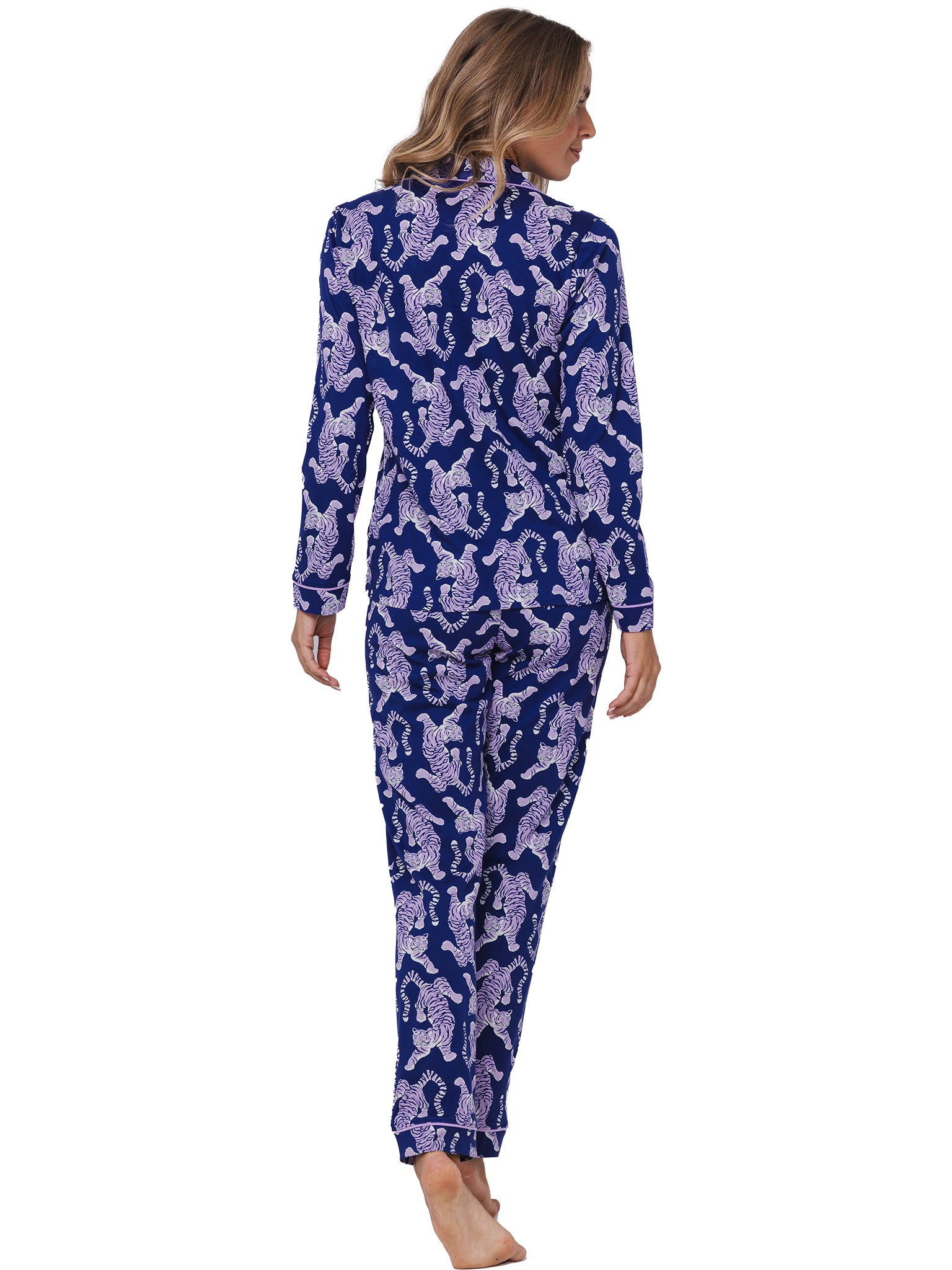rebelle-tiger-star-pyjama-lila-bio-baumwolle-knopf image 4