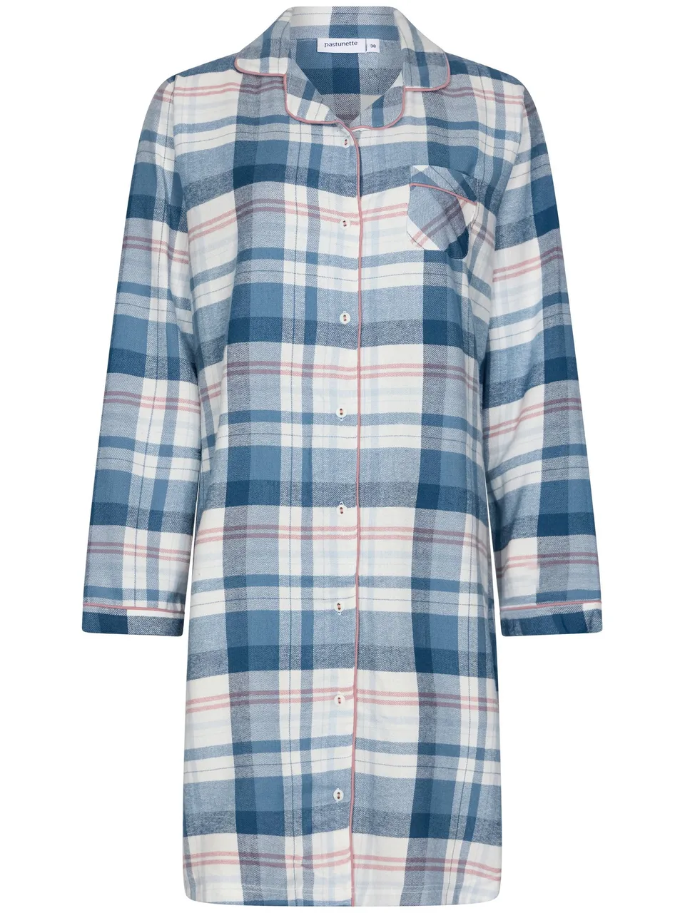 pastunette-flannel-check-nachthemd-blau-karo-baumwolle image 1