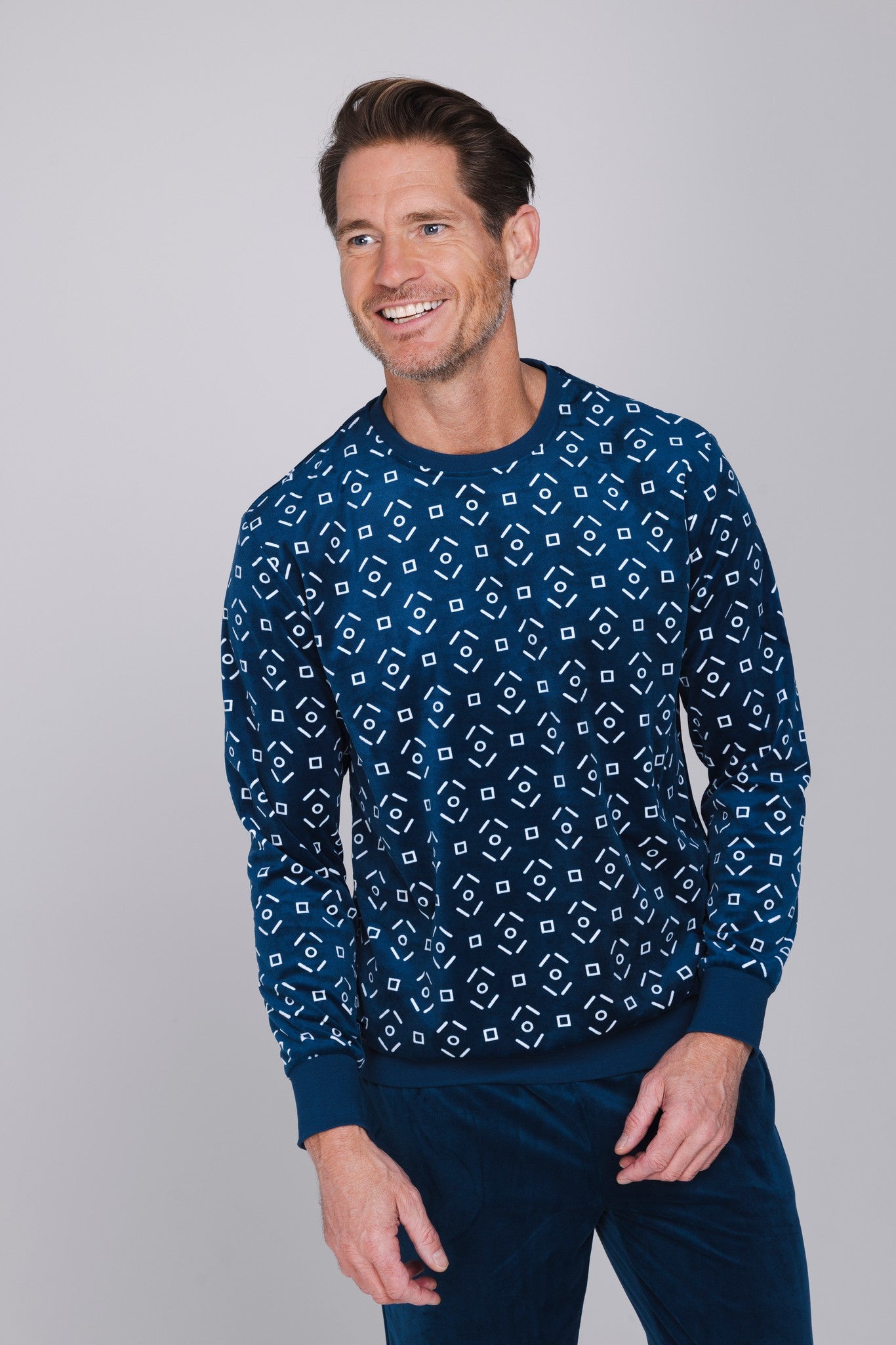 pastunette-blue-comfort-herren-pyjama-fleece-dunkelblau image 2
