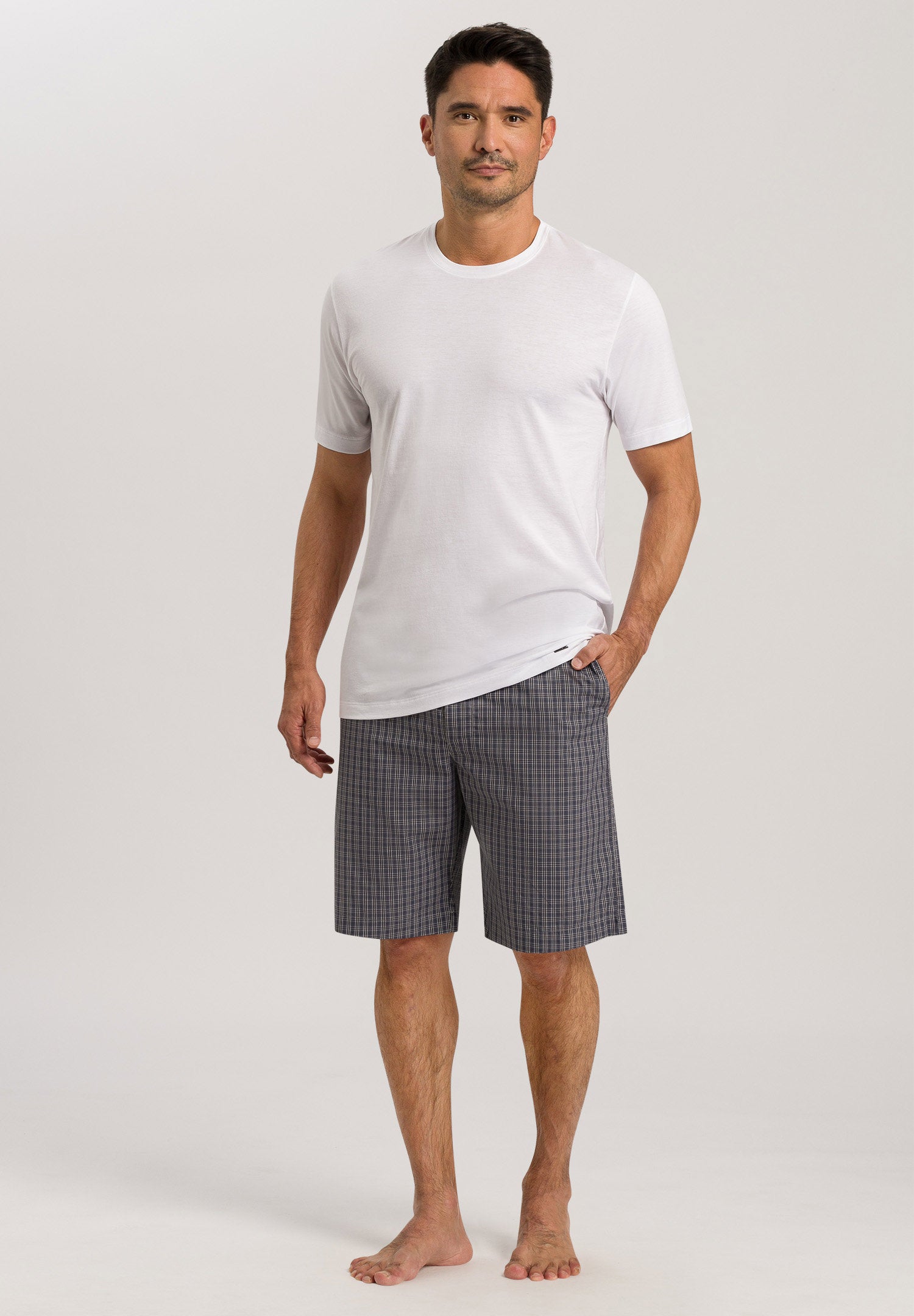 hanro-night-and-day-kurzarm-shirt-herren-wei-baumwolle image 5