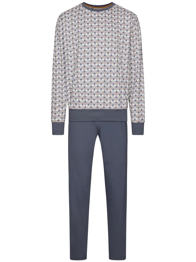 pastunette-gray-melee-pyjama-herren-grau-grafik-print image 1