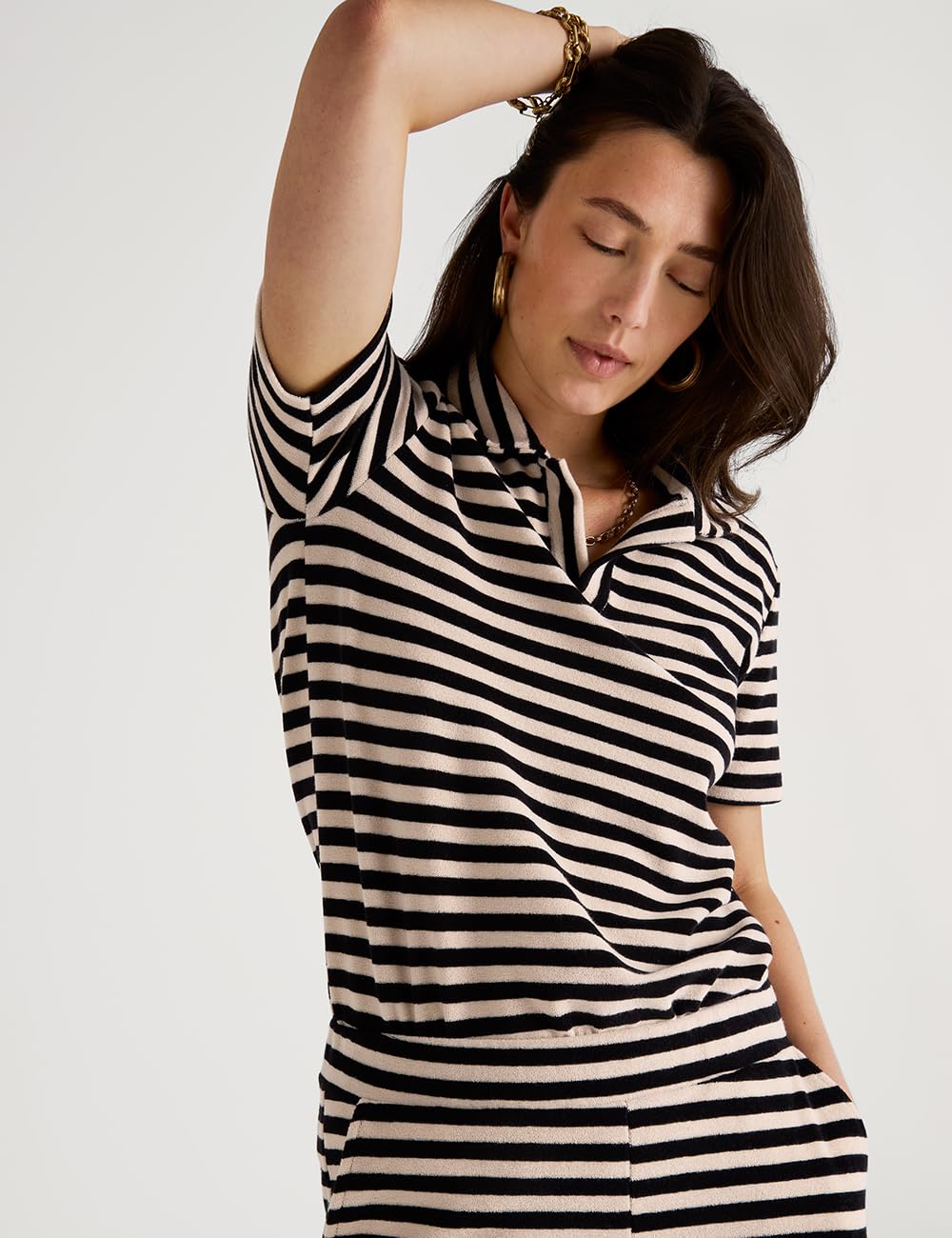 calida-favourites-lounge-stripe-t-shirt-damen-frottee-polokragen image 5