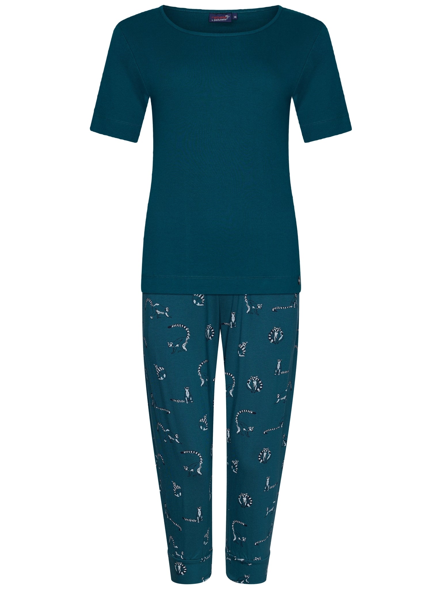 rebelle-maki-pyjama-t-rkis-mit-caprihose-bio-baumwolle image 1