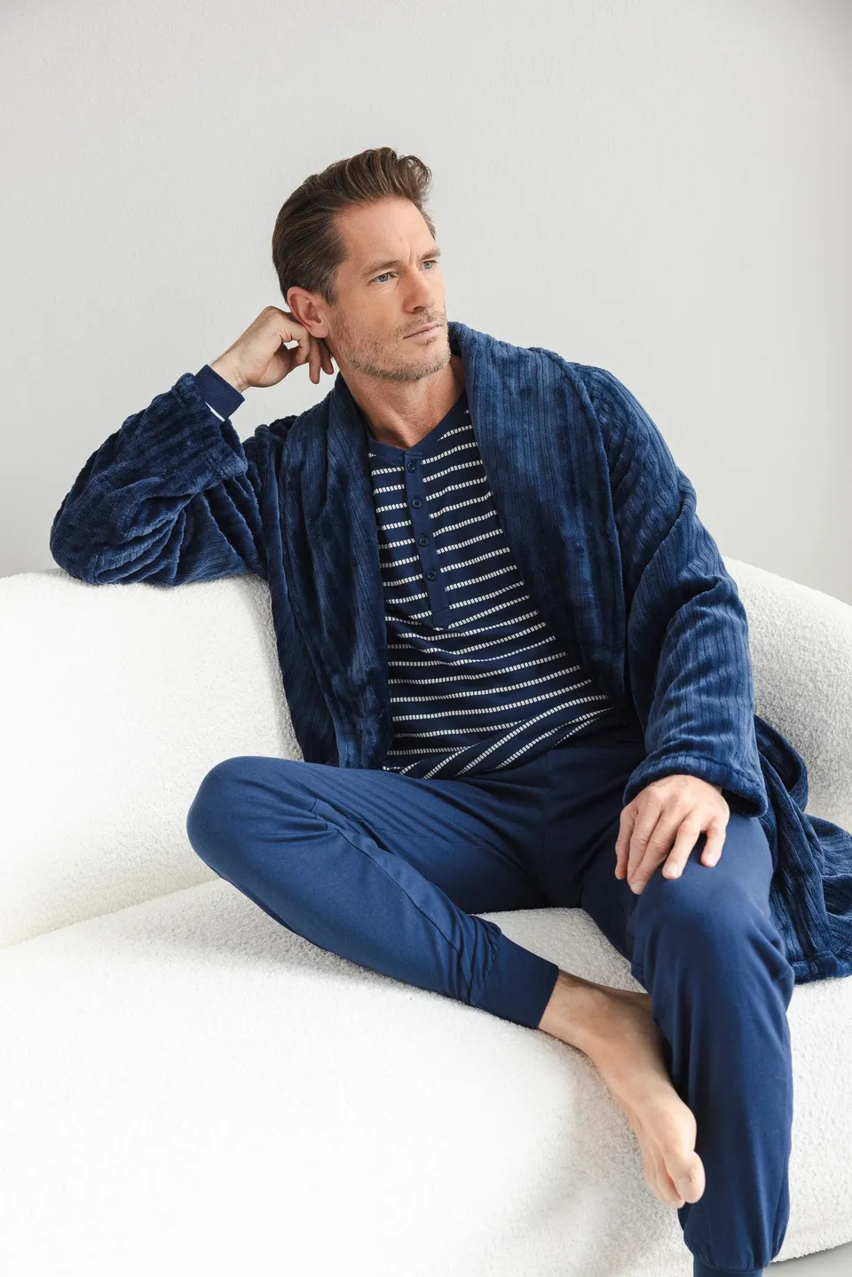 pastunette-blue-draft-herren-pyjama-dunkelblau-baumwolle image 1