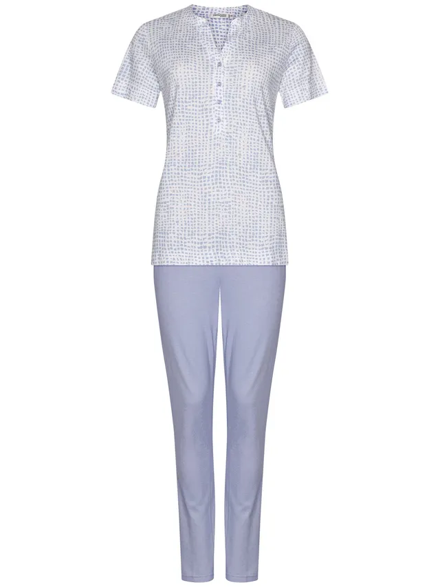 pastunette-premium-soft-sketches-pyjama-blau-modal-kurzarm image 1