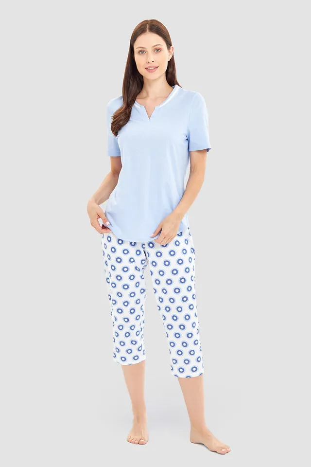 r-sch-be-happy-pyjama-3-4-schlafanzug-blau-kurzarm image 1