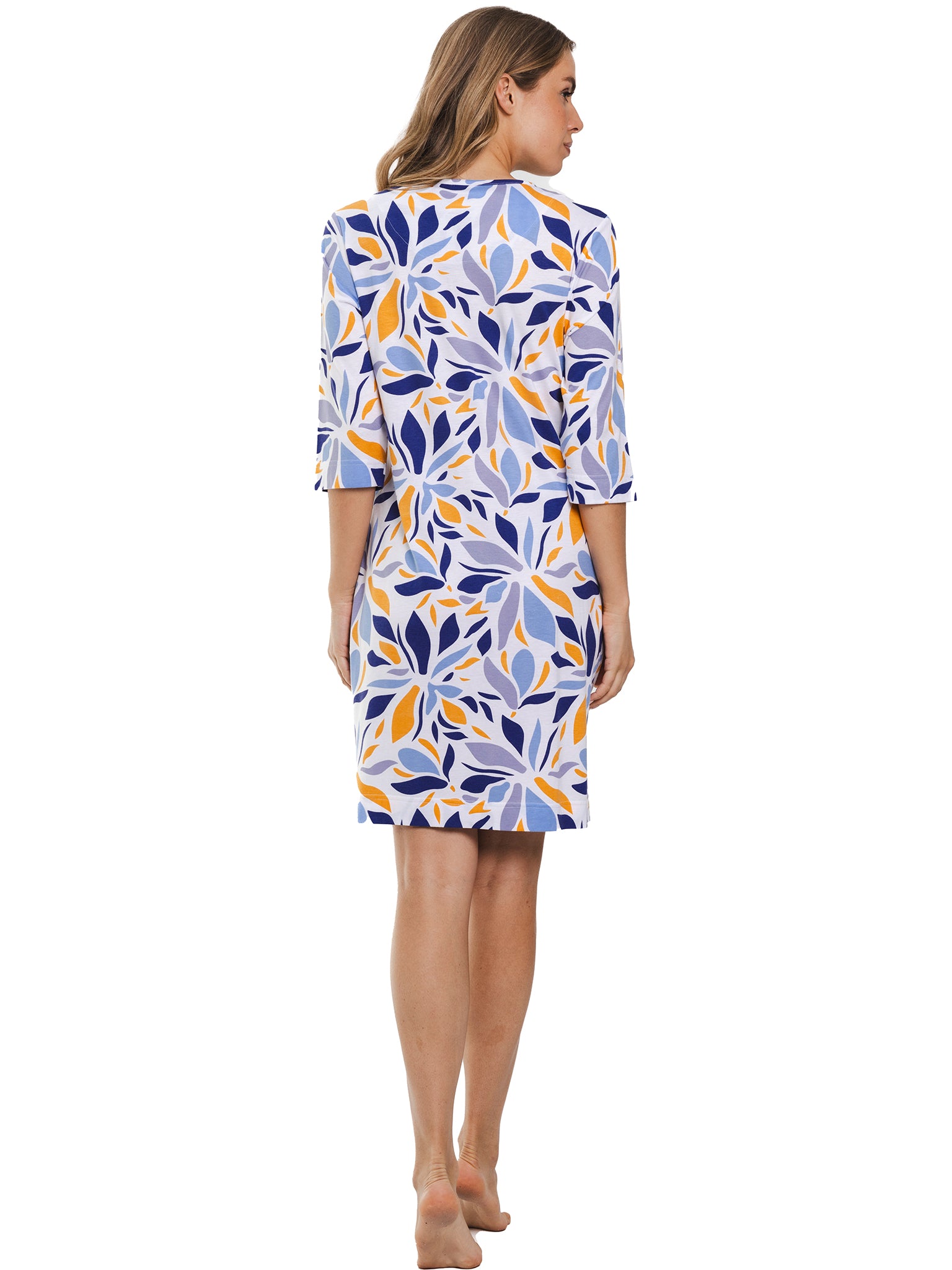pastunette-yellow-breeze-nachthemd-blumenprint-wei-3-4-arm image 3