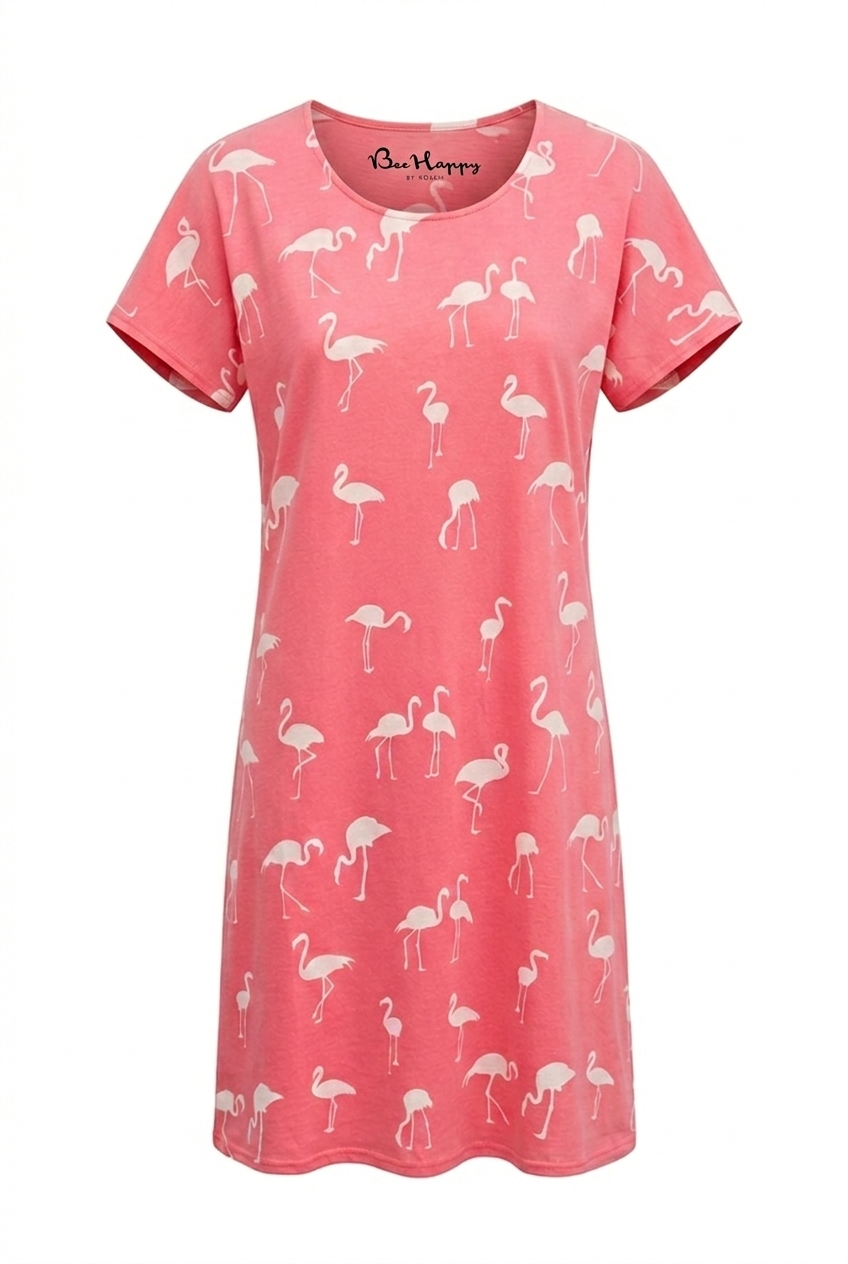 r-sch-be-happy-nachthemd-knielang-flamingo-druck-rosa-baumwolle image 2