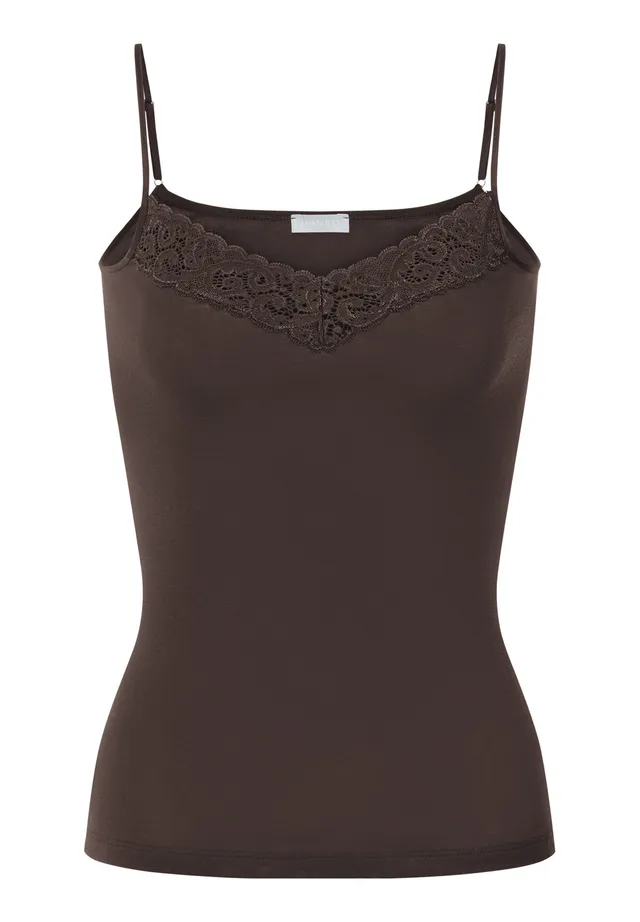 hanro-moments-071485-spaghetti-top-dark-mocha-baumwolle image 1