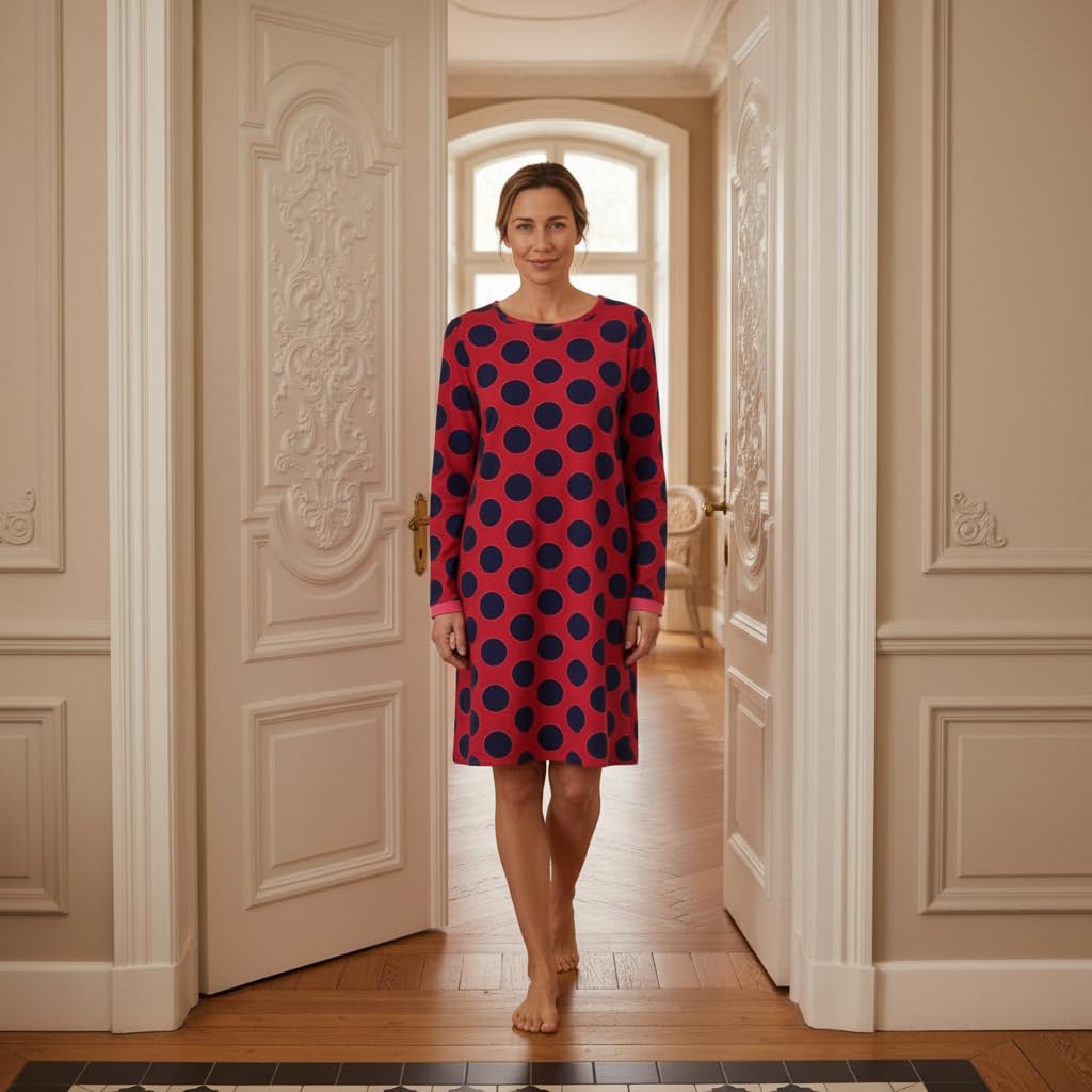 ringella-sleepshirt-nachthemd-langarm-polka-dots-burgund-navy image 2