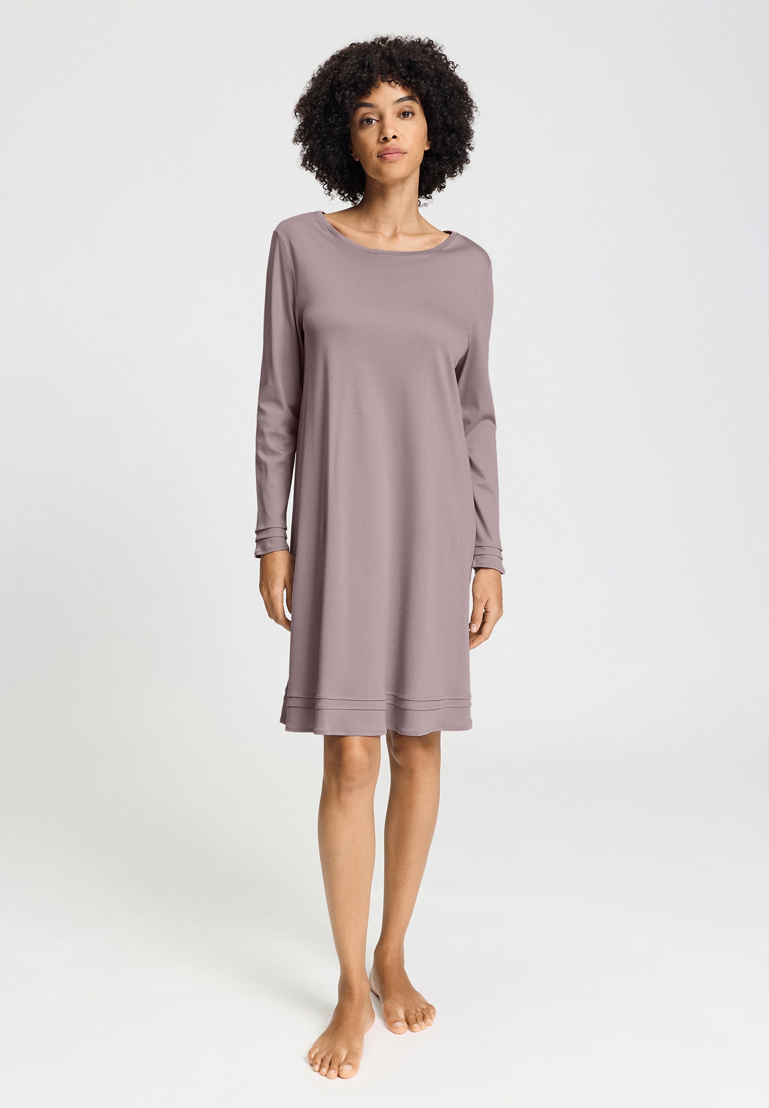 hanro-pilar-nachthemd-100cm-langarm-stormy-rose-baumwolle image 2