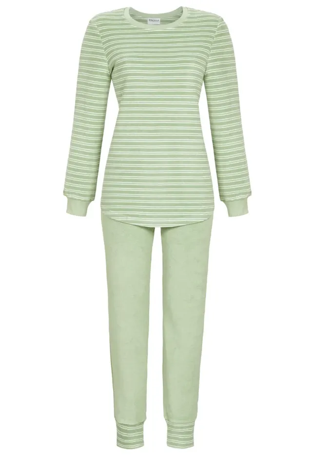 ringella-damen-schlafanzug-stretchfrottee-geringelt-warm image 1