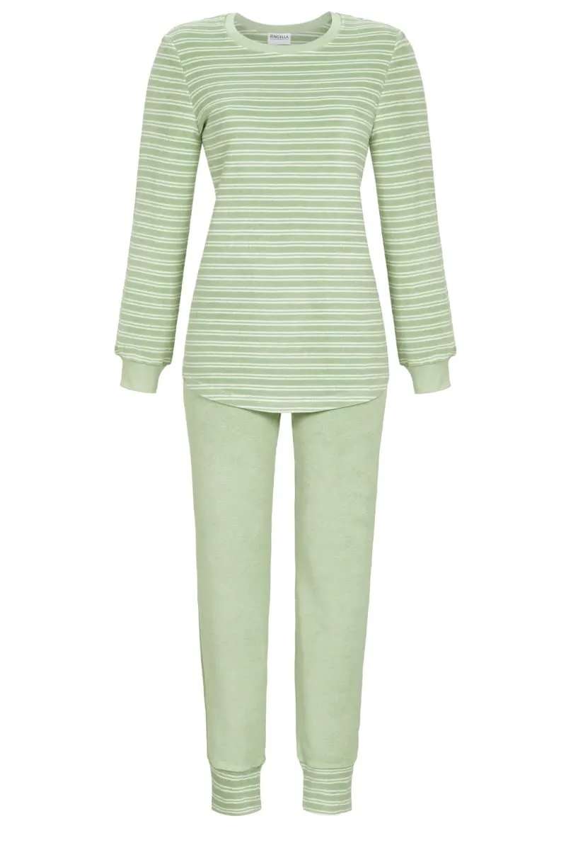 ringella-damen-schlafanzug-stretchfrottee-geringelt-warm image 1